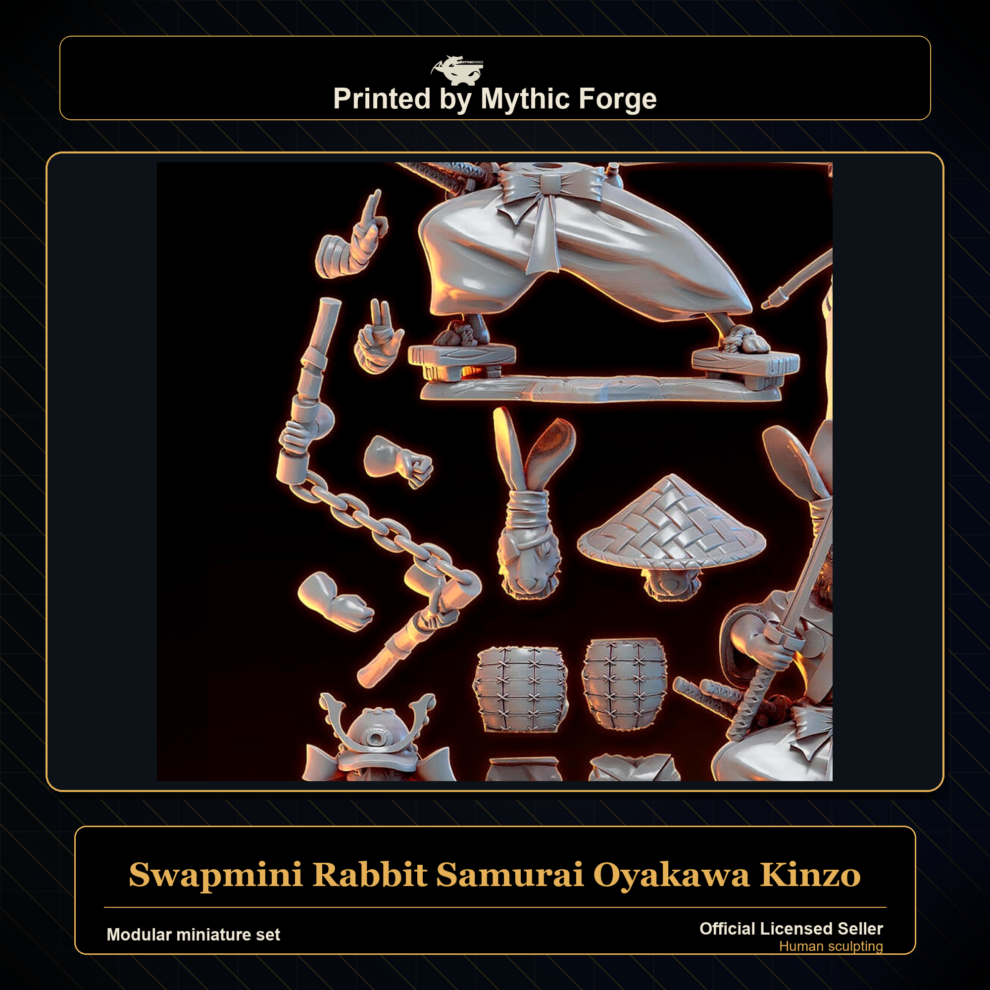 Modular RPG - Swapmini Rabbit Samurai - Oyakawa Kinzo - Bundle modular miniature modular miniature set printed by Mythic Forge