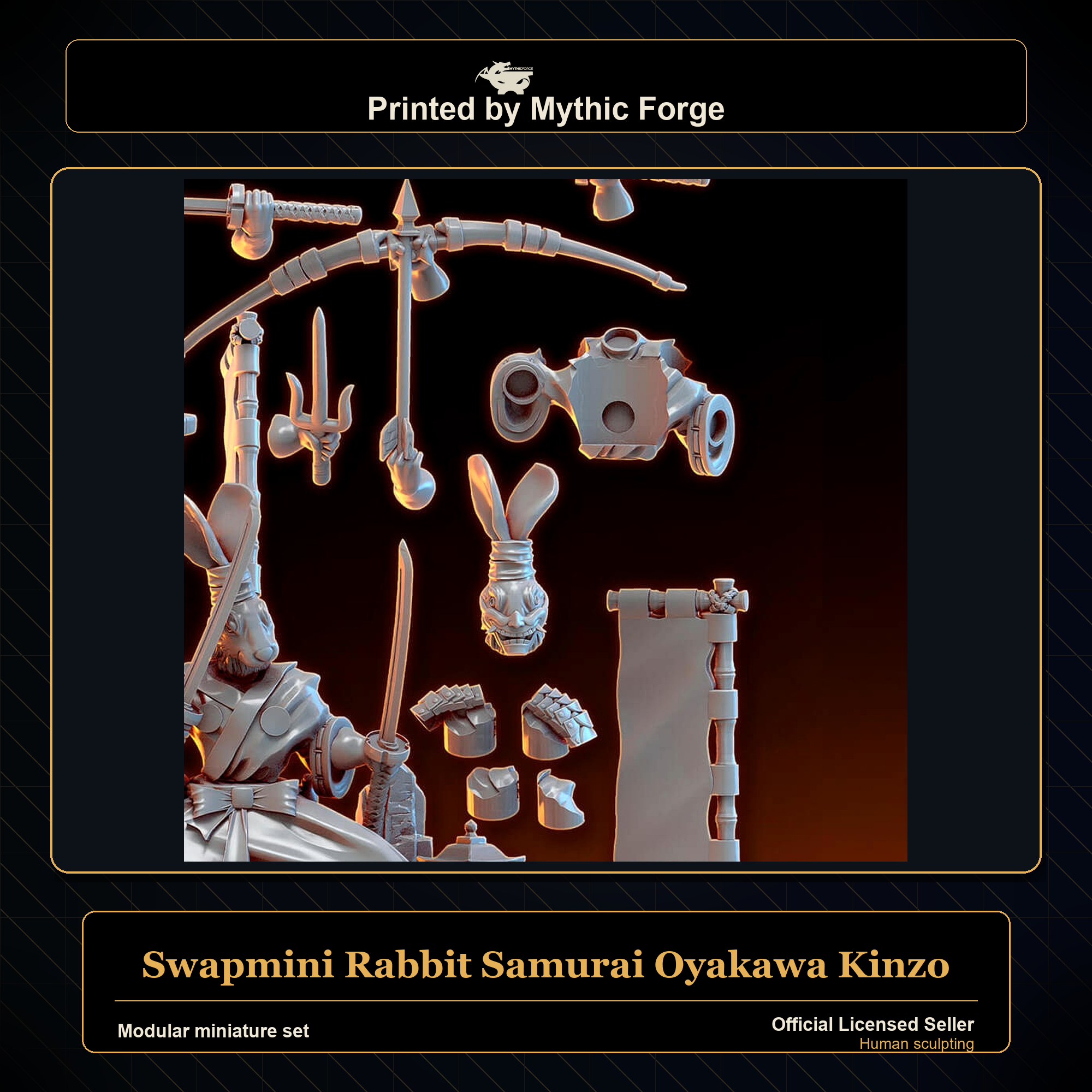 Modular RPG - Swapmini Rabbit Samurai - Oyakawa Kinzo - Bundle modular miniature modular miniature set printed by Mythic Forge