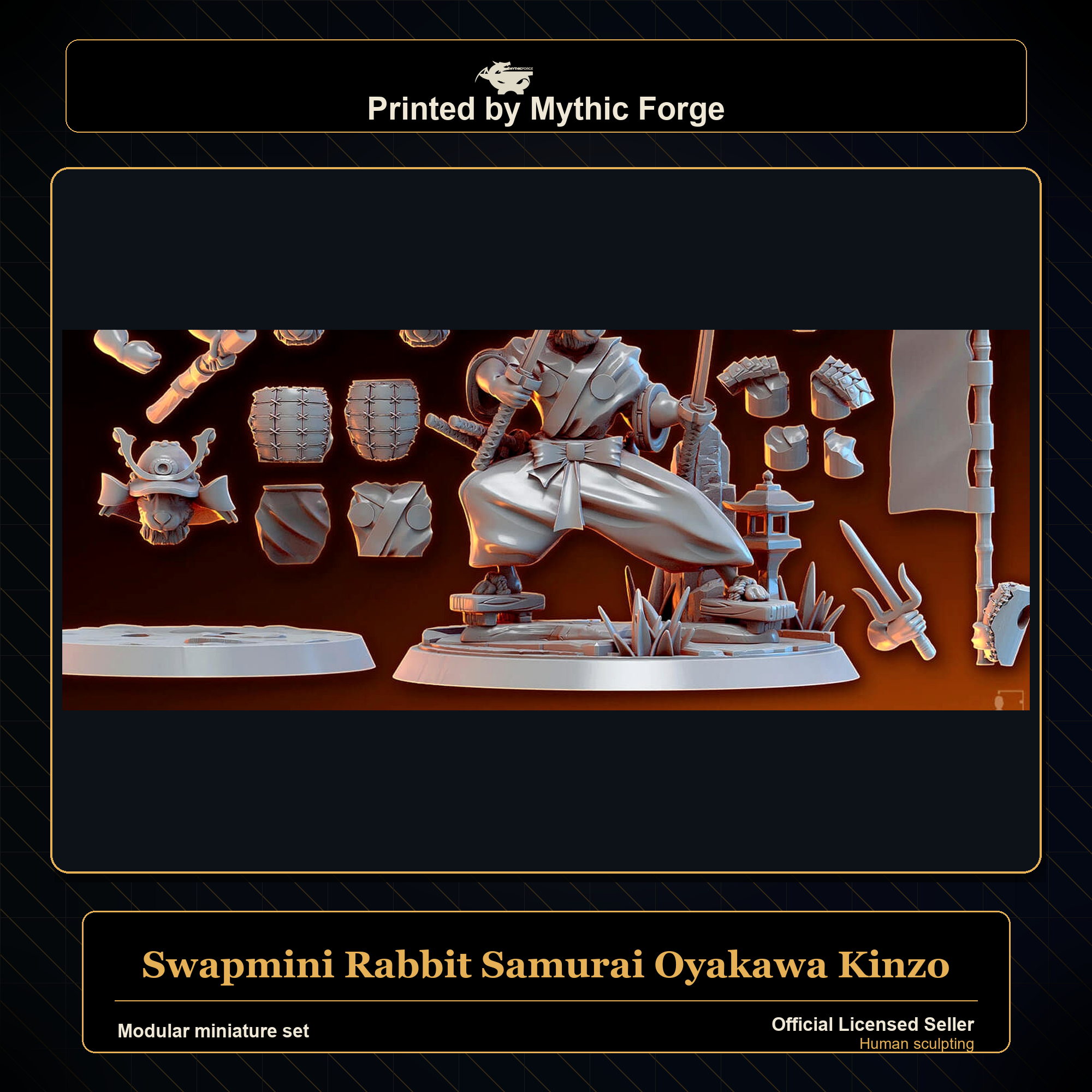 Modular RPG - Swapmini Rabbit Samurai - Oyakawa Kinzo - Bundle modular miniature modular miniature set printed by Mythic Forge