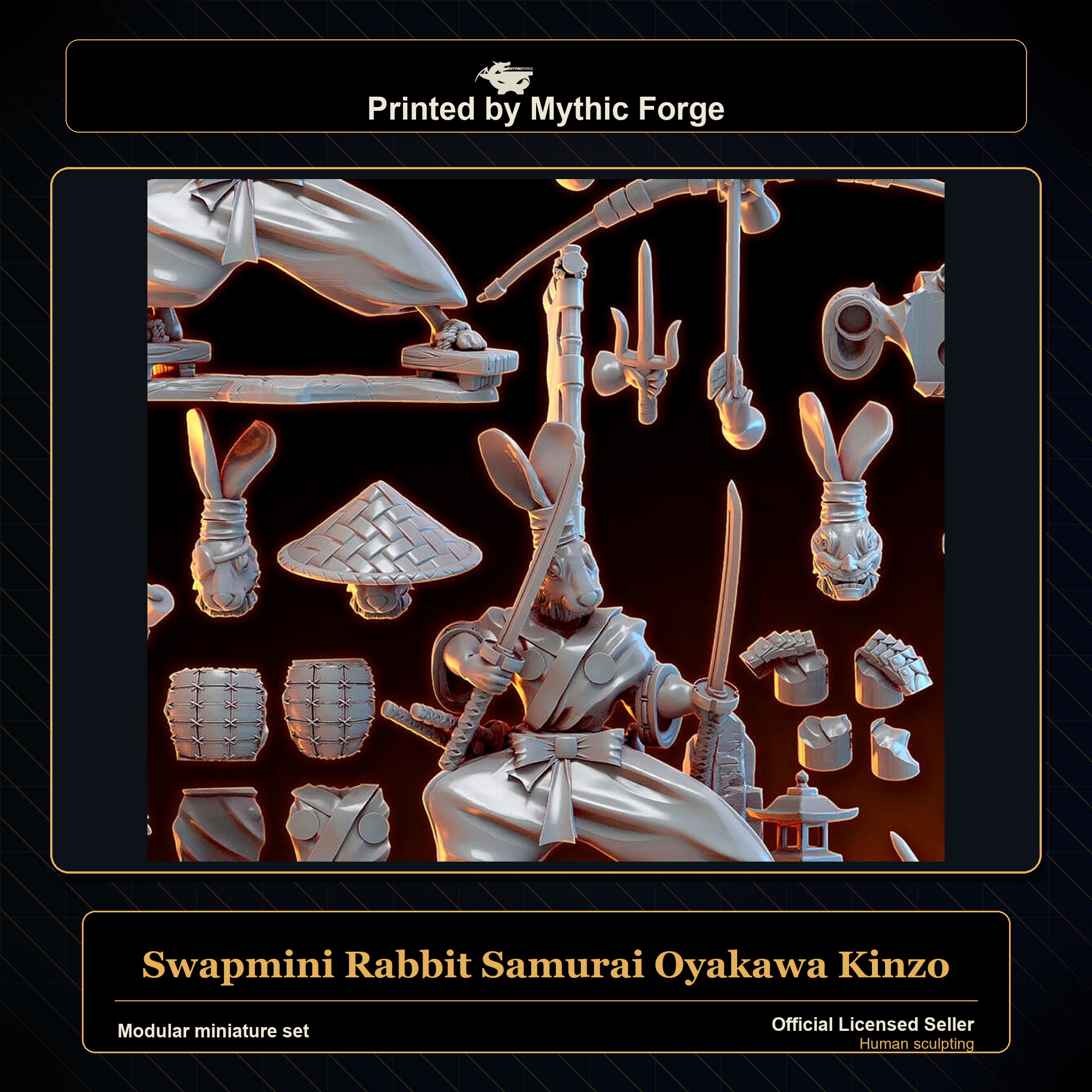 Modular RPG - Swapmini Rabbit Samurai - Oyakawa Kinzo - Bundle modular miniature modular miniature set printed by Mythic Forge
