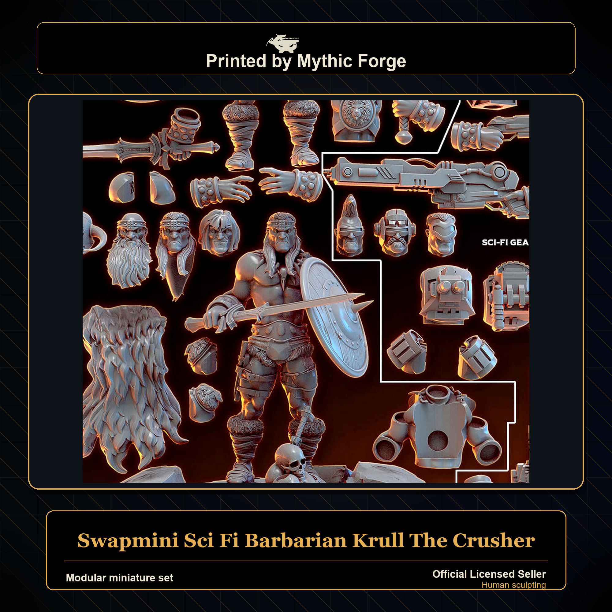 Modular RPG - Swapmini Sci Fi Barbarian - Krull The Crusher - Bundle modular miniature modular miniature set printed by Mythic Forge