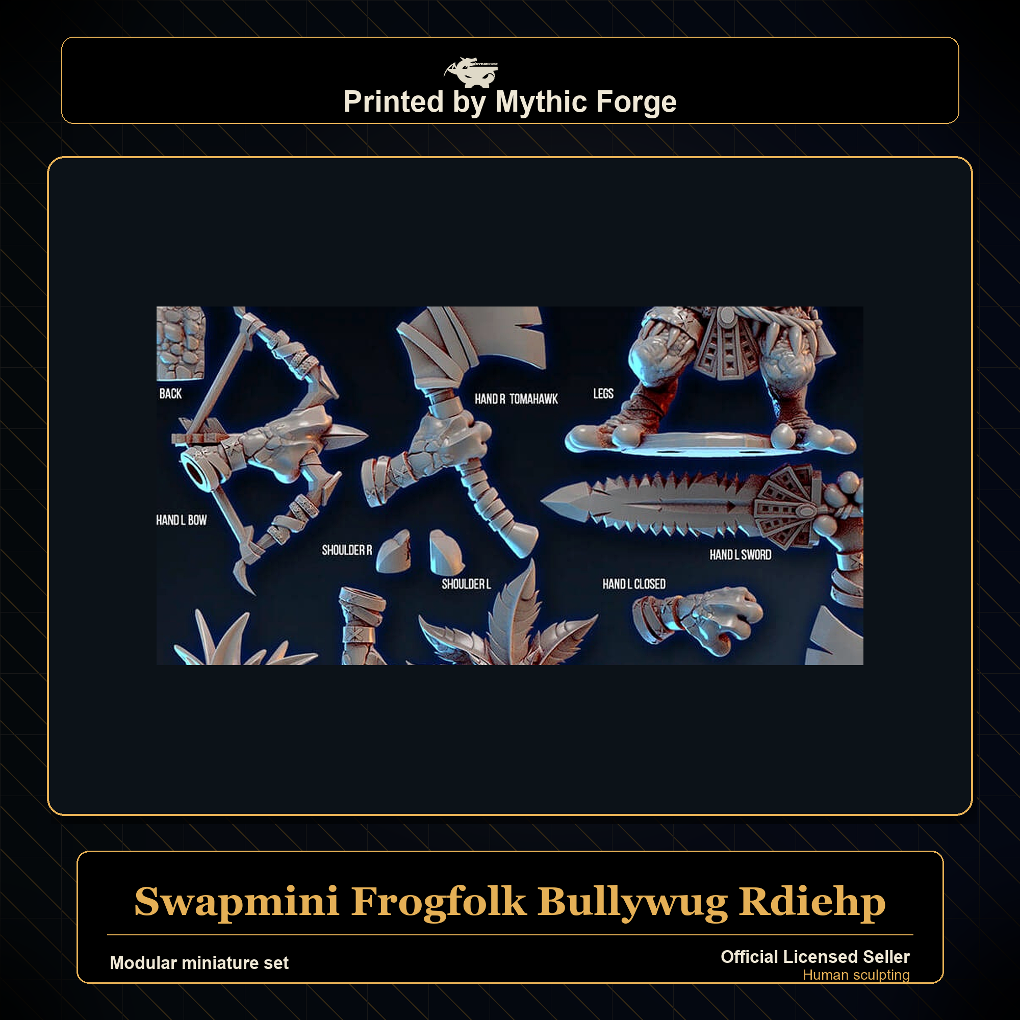 Modular RPG - Swapmini Frogfolk Bullywug - Rdiehp - Bundle modular miniature modular miniature set printed by Mythic Forge