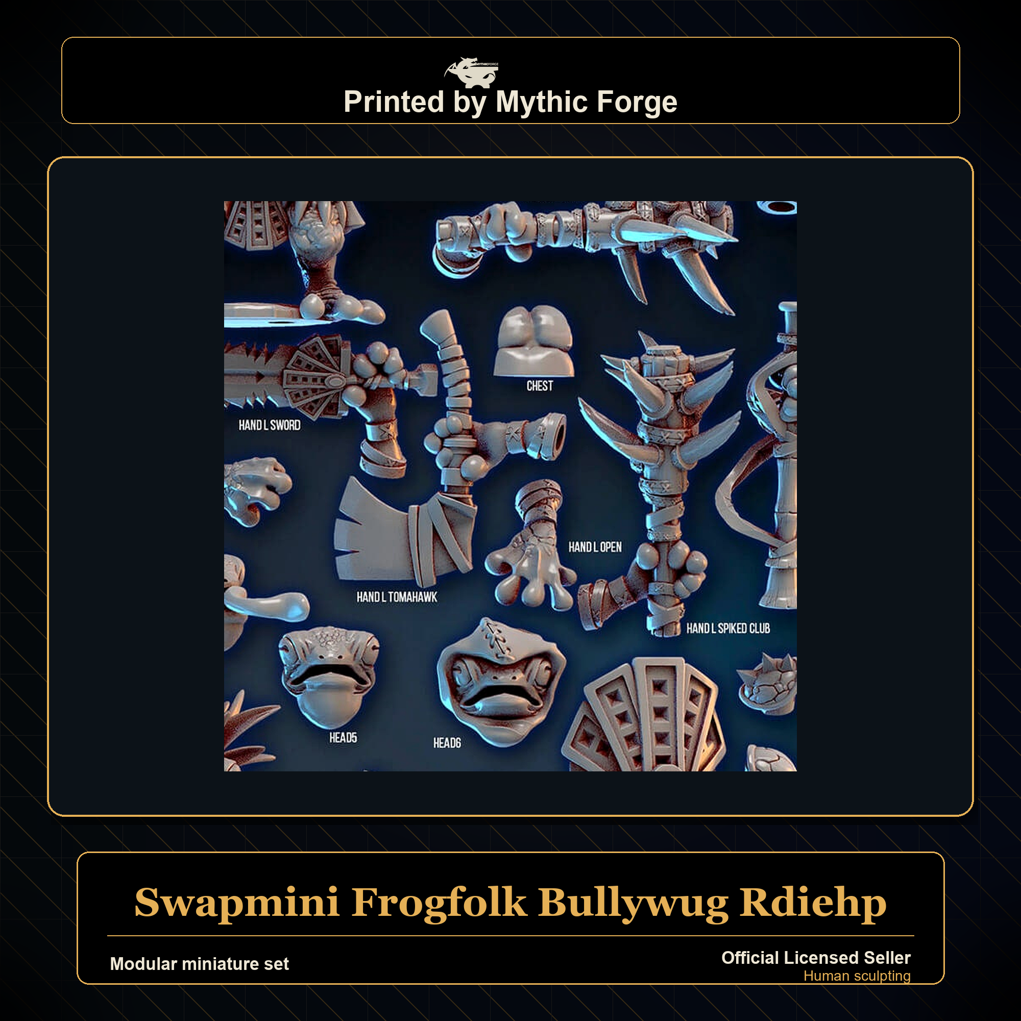 Modular RPG - Swapmini Frogfolk Bullywug - Rdiehp - Bundle modular miniature modular miniature set printed by Mythic Forge