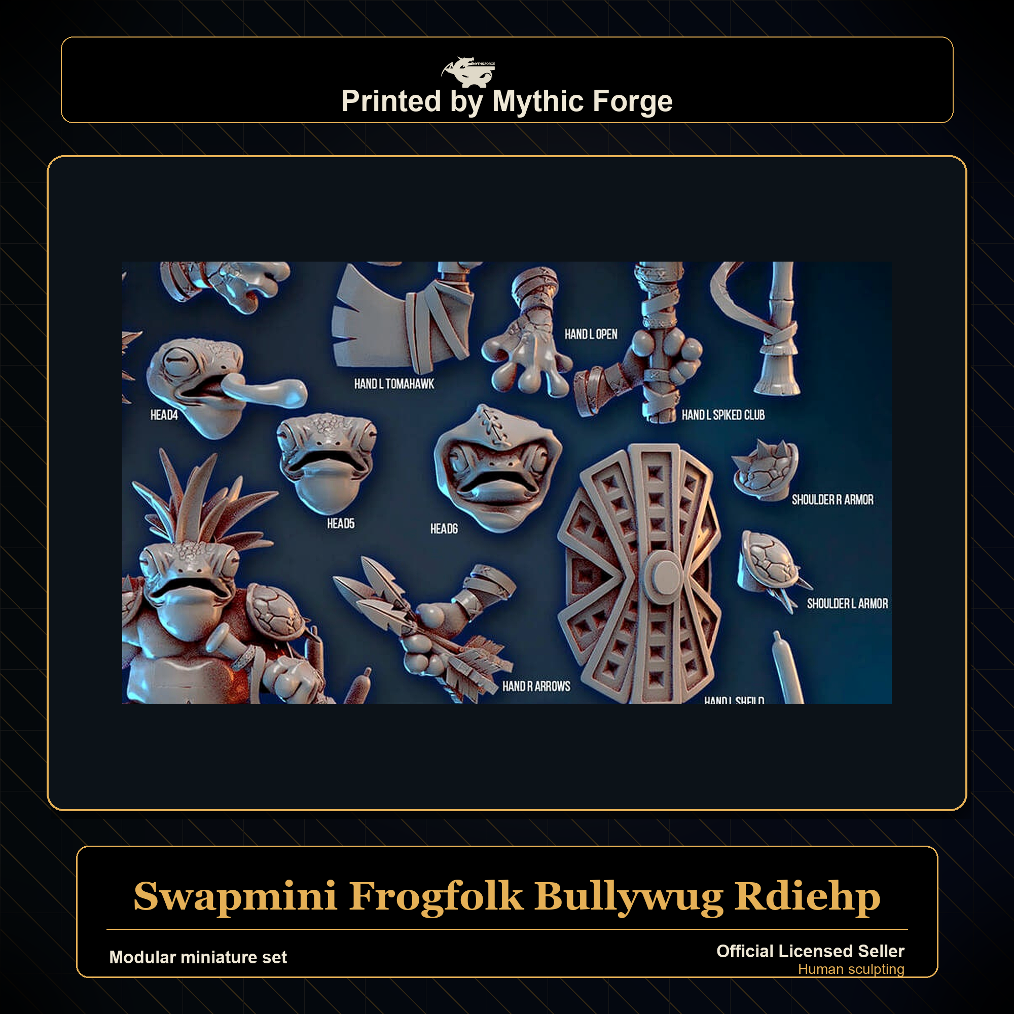 Modular RPG - Swapmini Frogfolk Bullywug - Rdiehp - Bundle modular miniature modular miniature set printed by Mythic Forge
