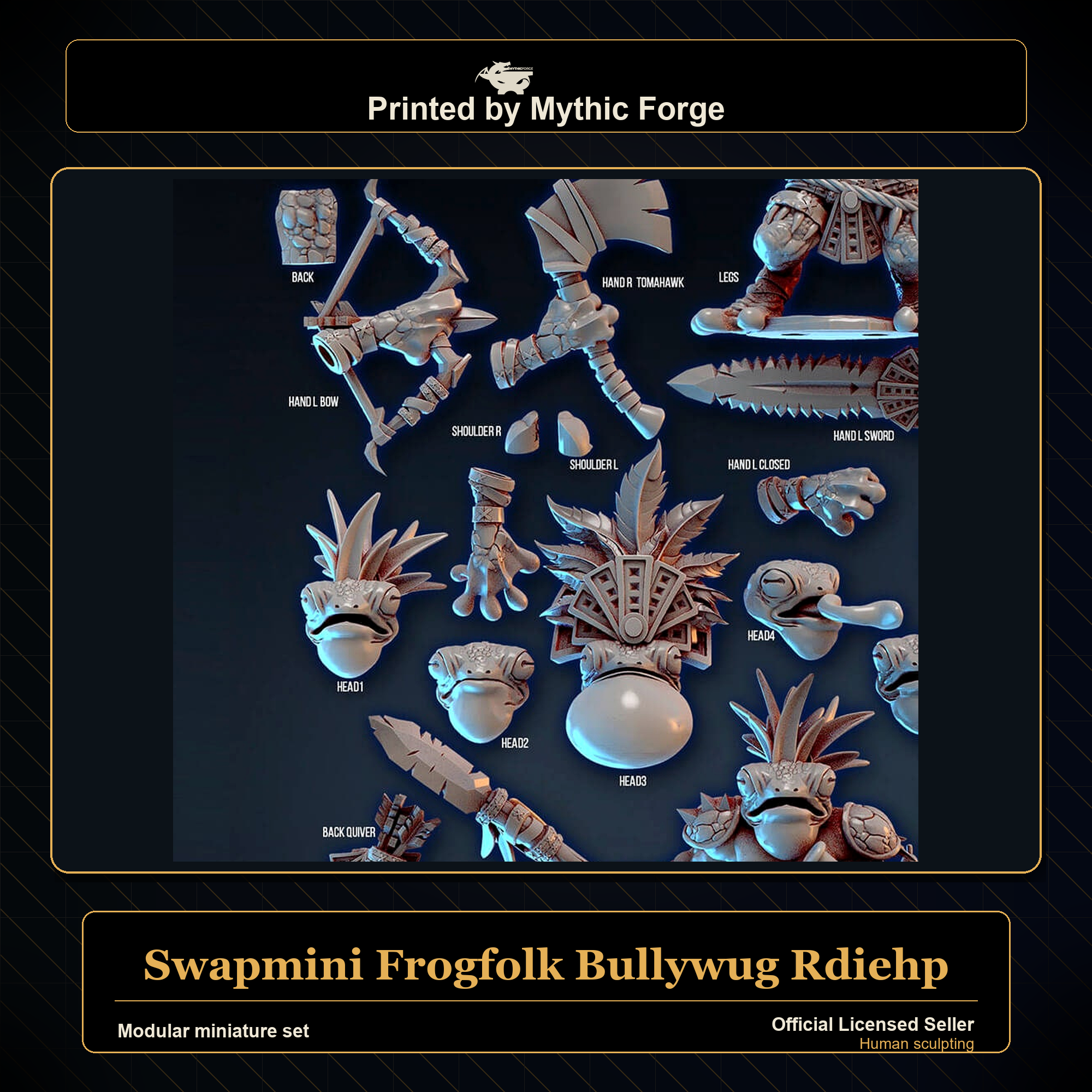 Modular RPG - Swapmini Frogfolk Bullywug - Rdiehp - Bundle modular miniature modular miniature set printed by Mythic Forge