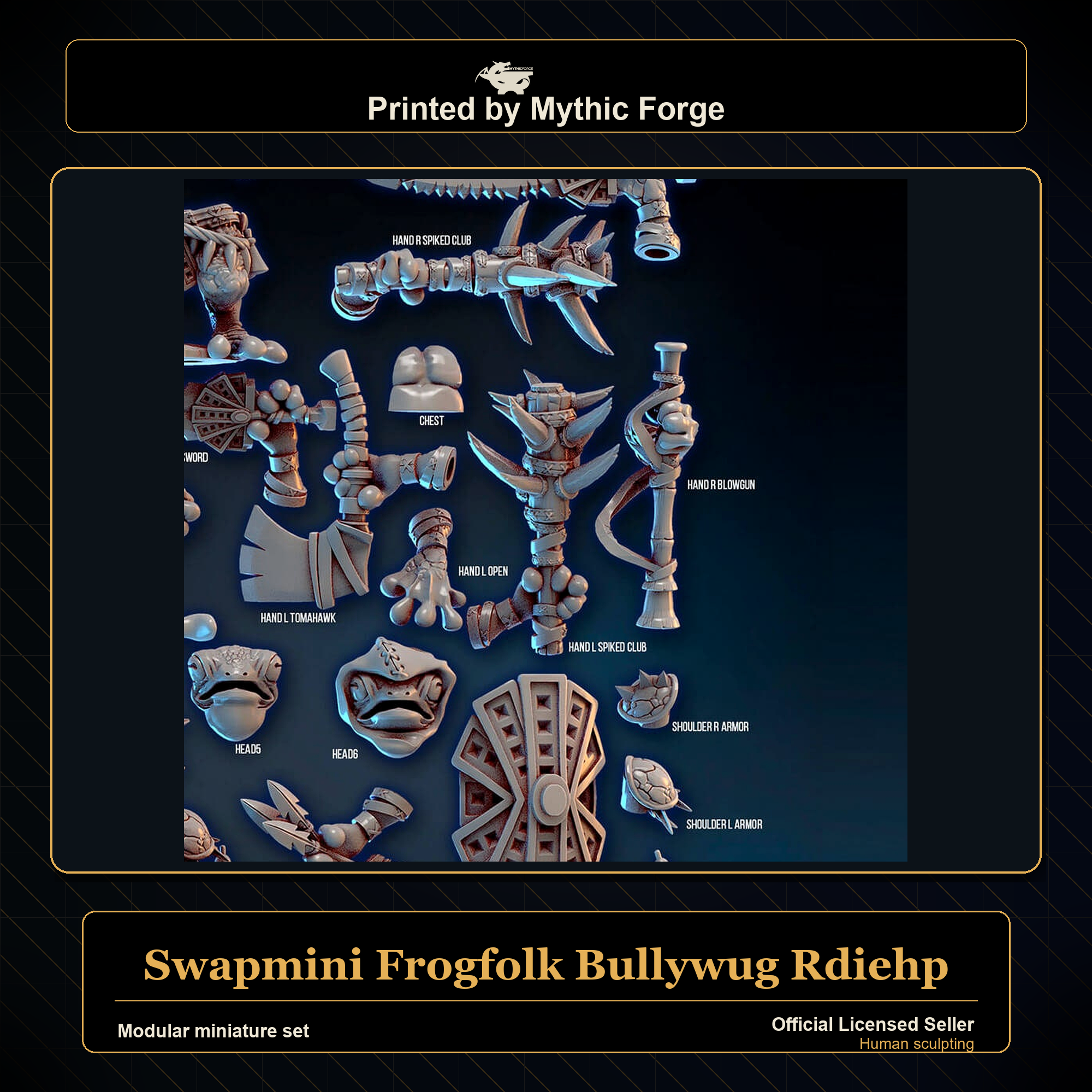Modular RPG - Swapmini Frogfolk Bullywug - Rdiehp - Bundle modular miniature modular miniature set printed by Mythic Forge