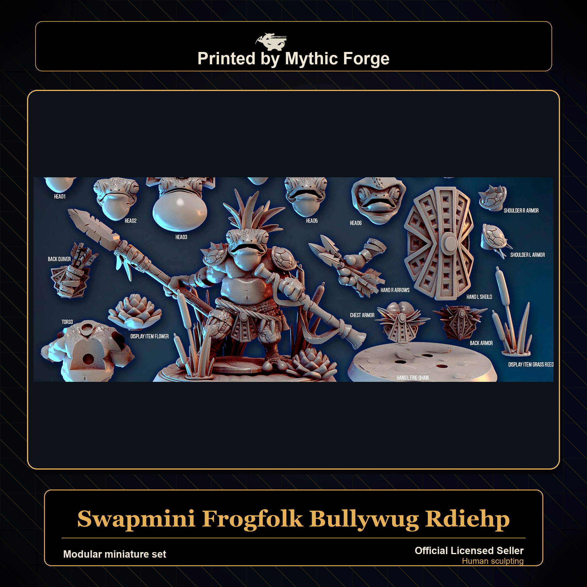 Modular RPG - Swapmini Frogfolk Bullywug - Rdiehp - Bundle modular miniature modular miniature set printed by Mythic Forge