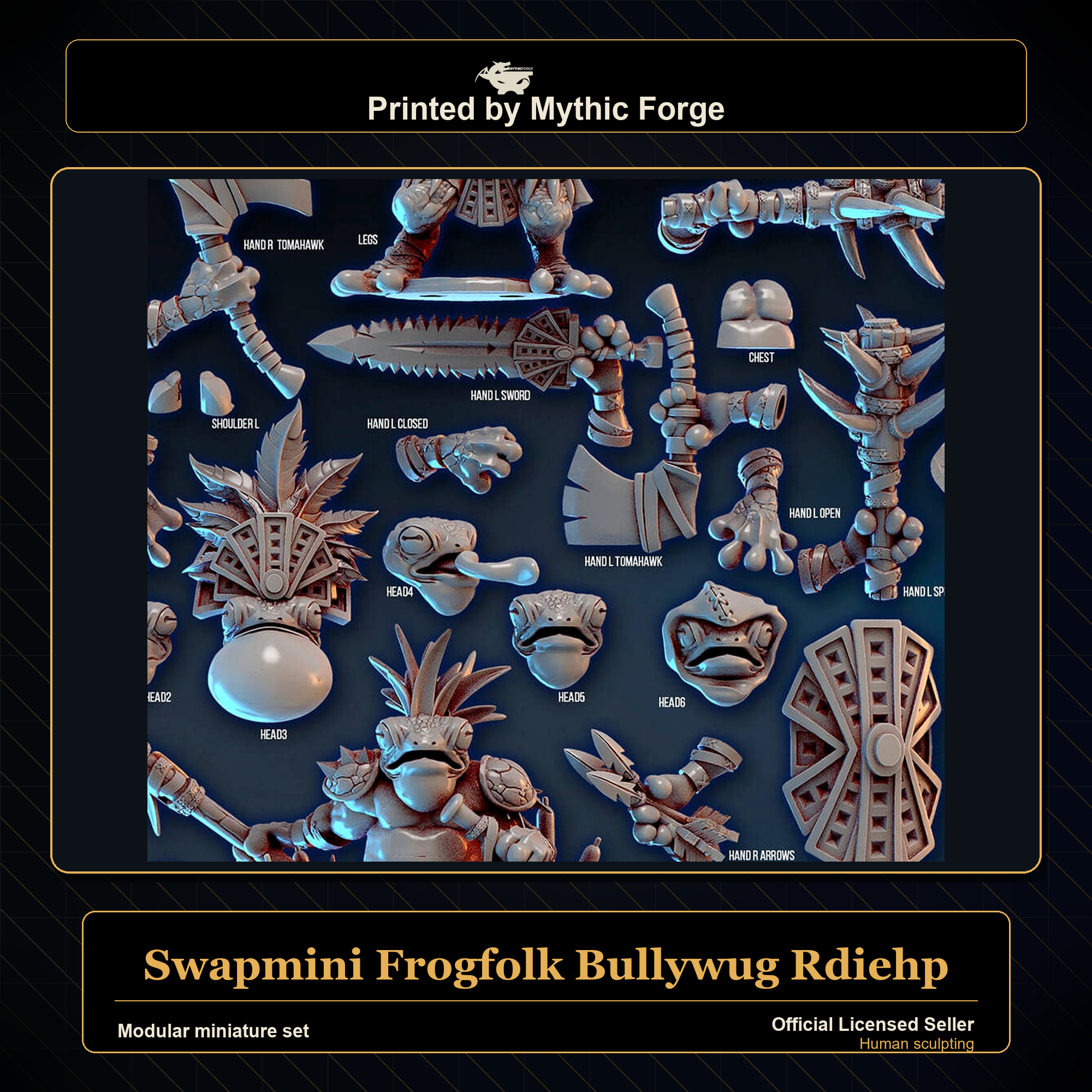 Modular RPG - Swapmini Frogfolk Bullywug - Rdiehp - Bundle modular miniature modular miniature set printed by Mythic Forge