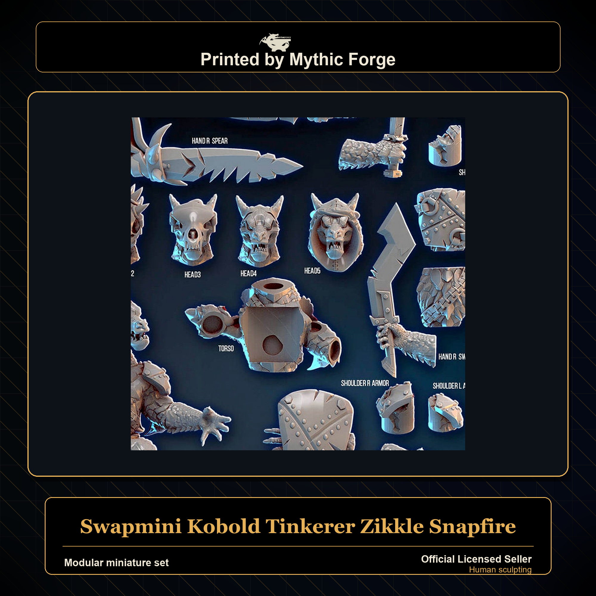 Modular RPG - Swapmini Kobold Tinkerer - Zikkle Snapfire - Bundle modular miniature modular miniature set printed by Mythic Forge