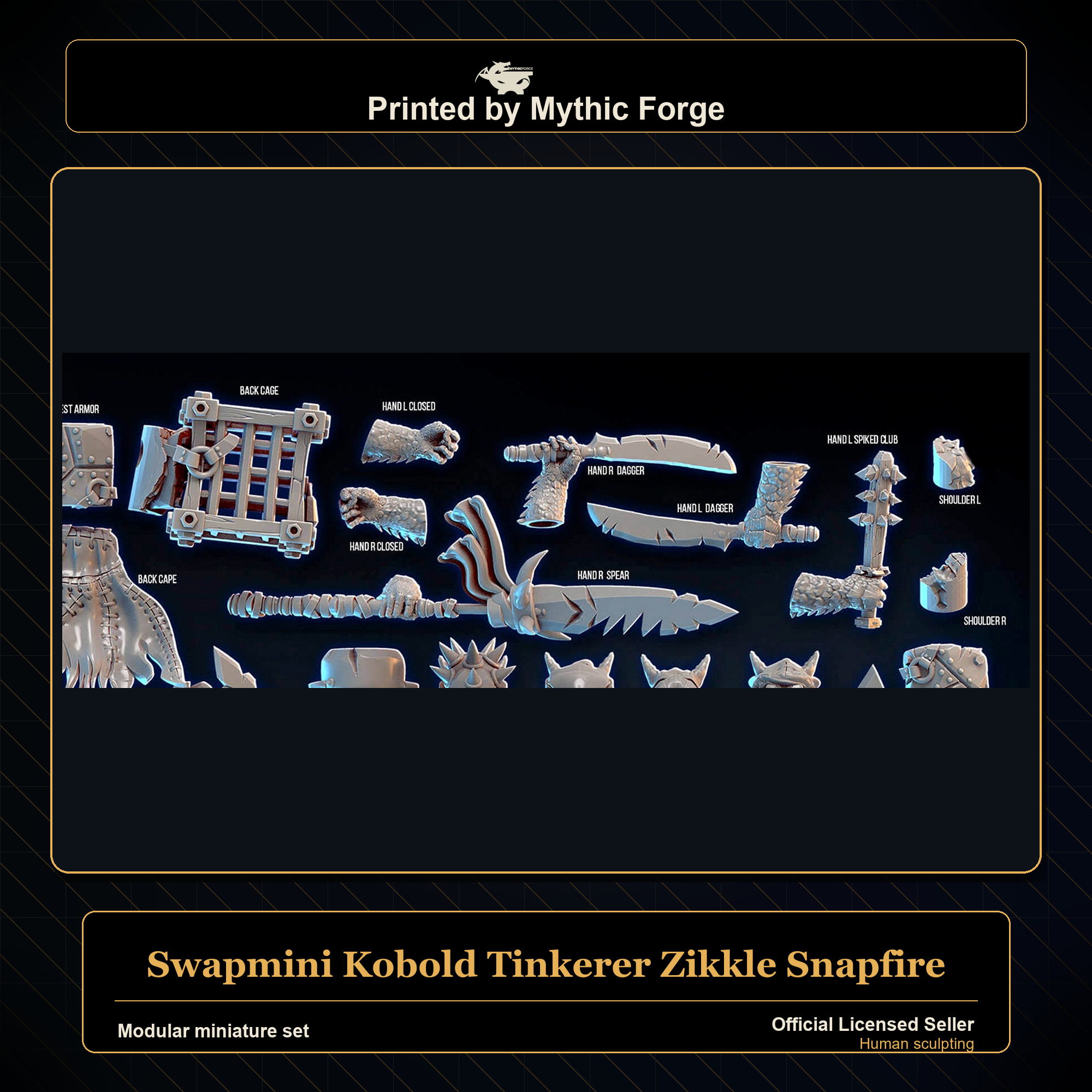 Modular RPG - Swapmini Kobold Tinkerer - Zikkle Snapfire - Bundle modular miniature modular miniature set printed by Mythic Forge