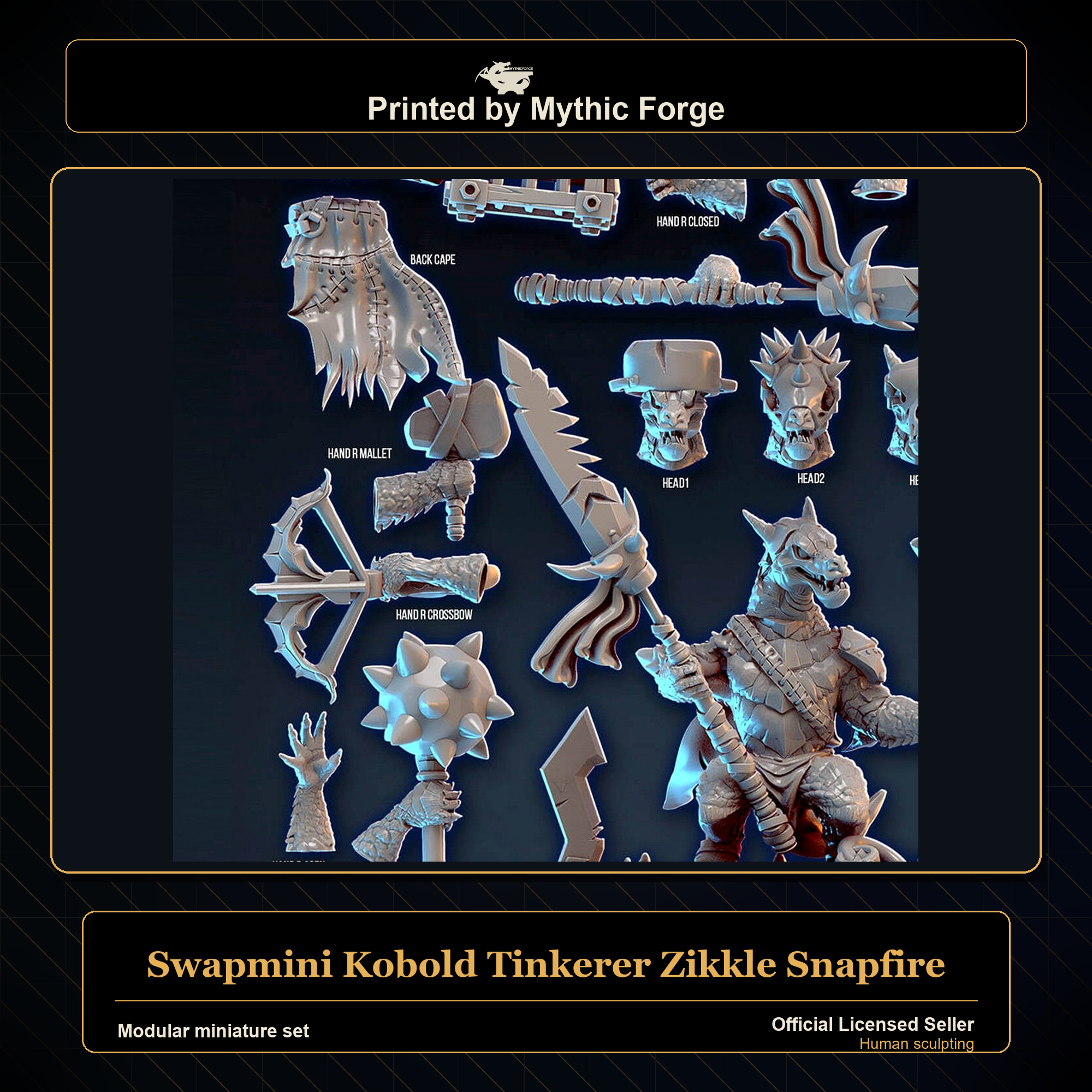 Modular RPG - Swapmini Kobold Tinkerer - Zikkle Snapfire - Bundle modular miniature modular miniature set printed by Mythic Forge