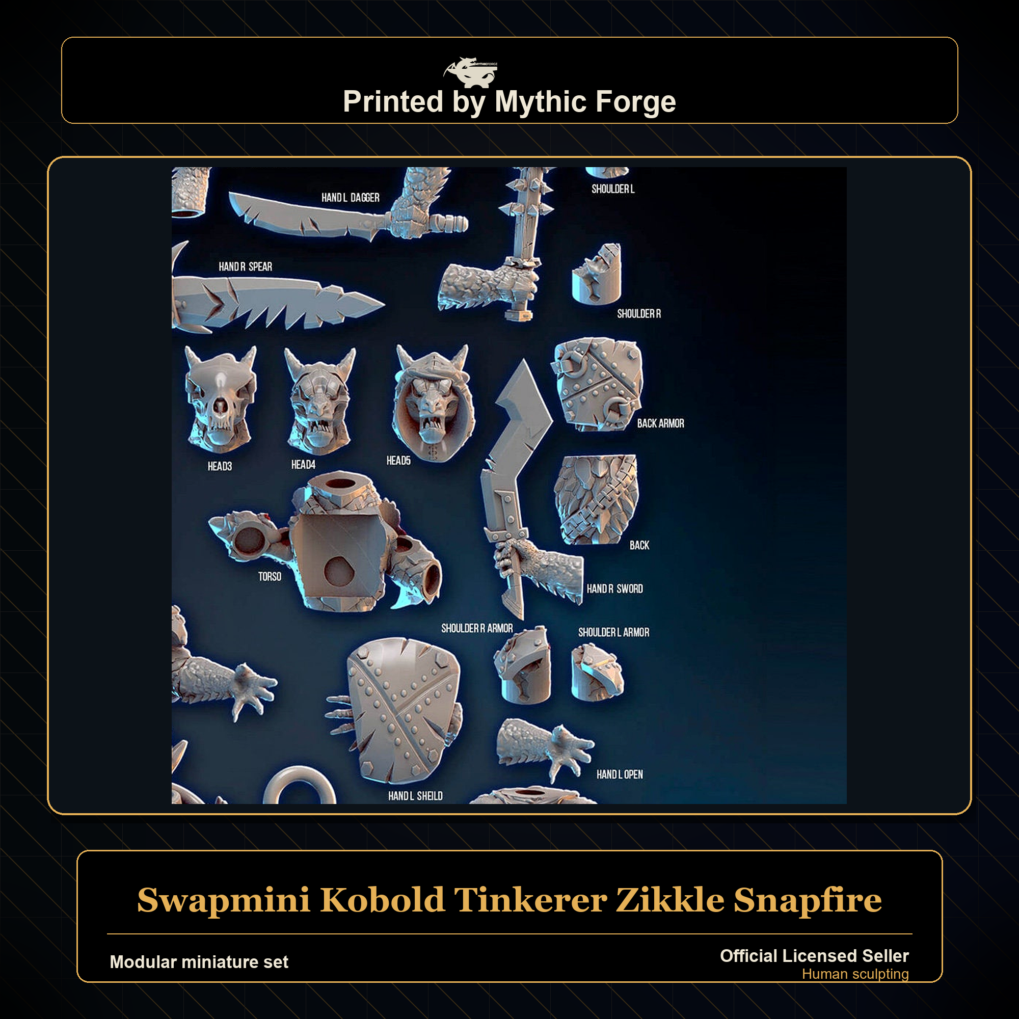 Modular RPG - Swapmini Kobold Tinkerer - Zikkle Snapfire - Bundle modular miniature modular miniature set printed by Mythic Forge