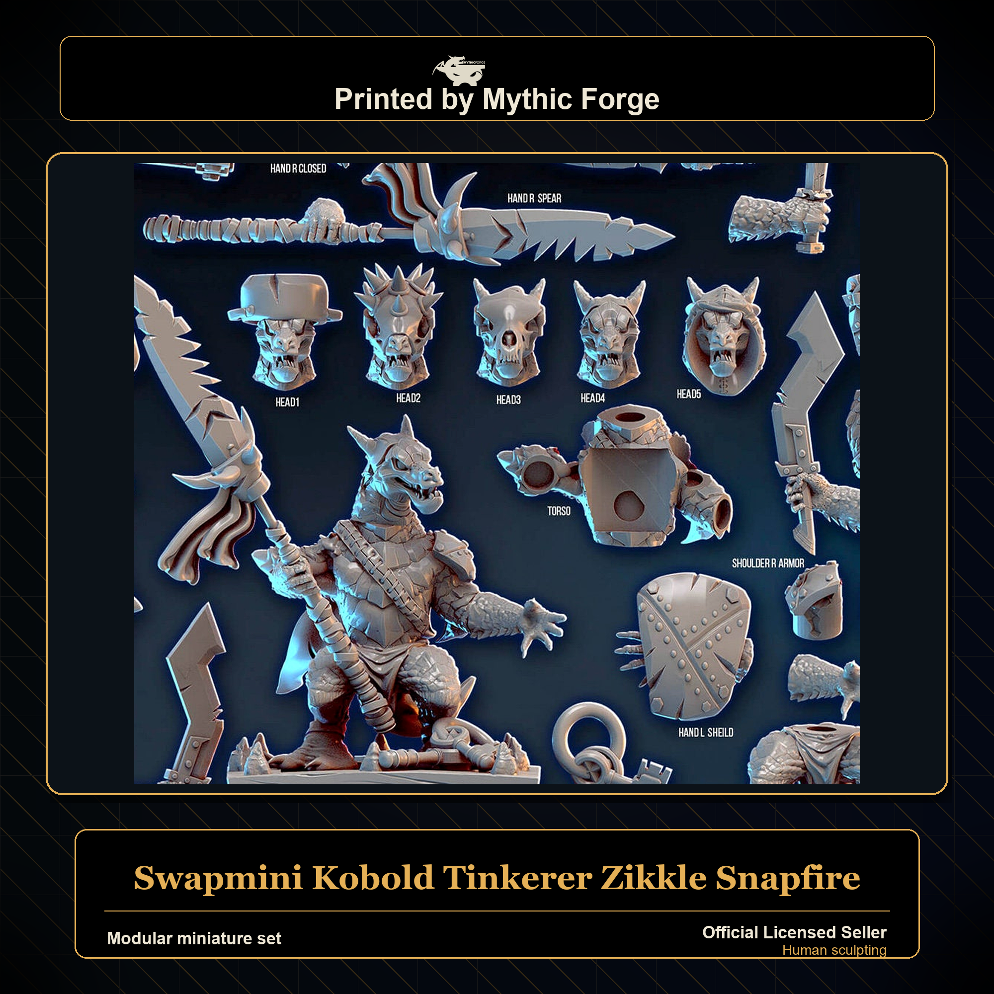 Modular RPG - Swapmini Kobold Tinkerer - Zikkle Snapfire - Bundle modular miniature modular miniature set printed by Mythic Forge