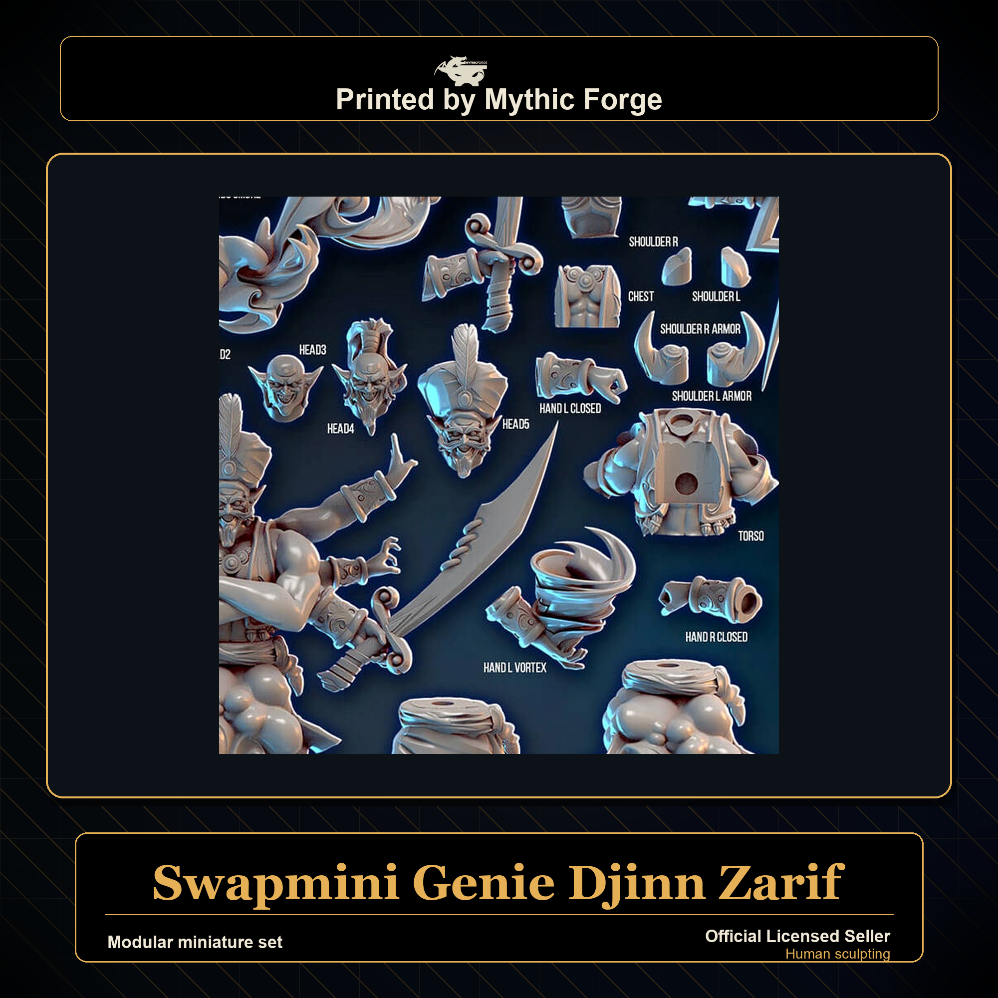 Modular RPG - Swapmini Genie Djinn - Zarif - Bundle modular miniature modular miniature set printed by Mythic Forge