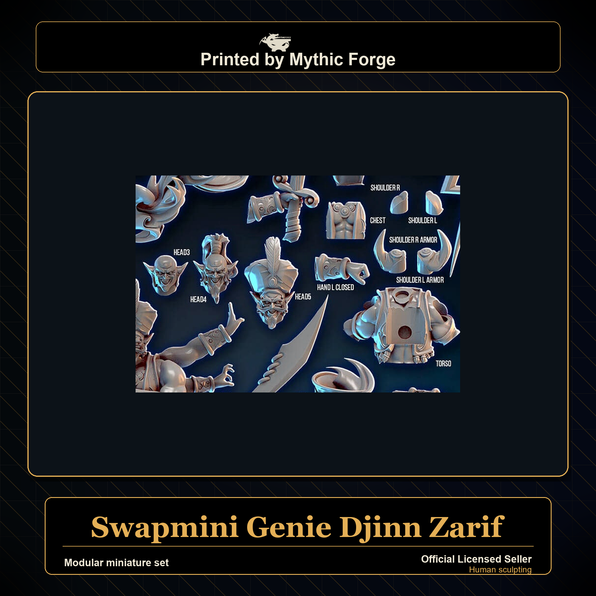 Modular RPG - Swapmini Genie Djinn - Zarif - Bundle modular miniature modular miniature set printed by Mythic Forge
