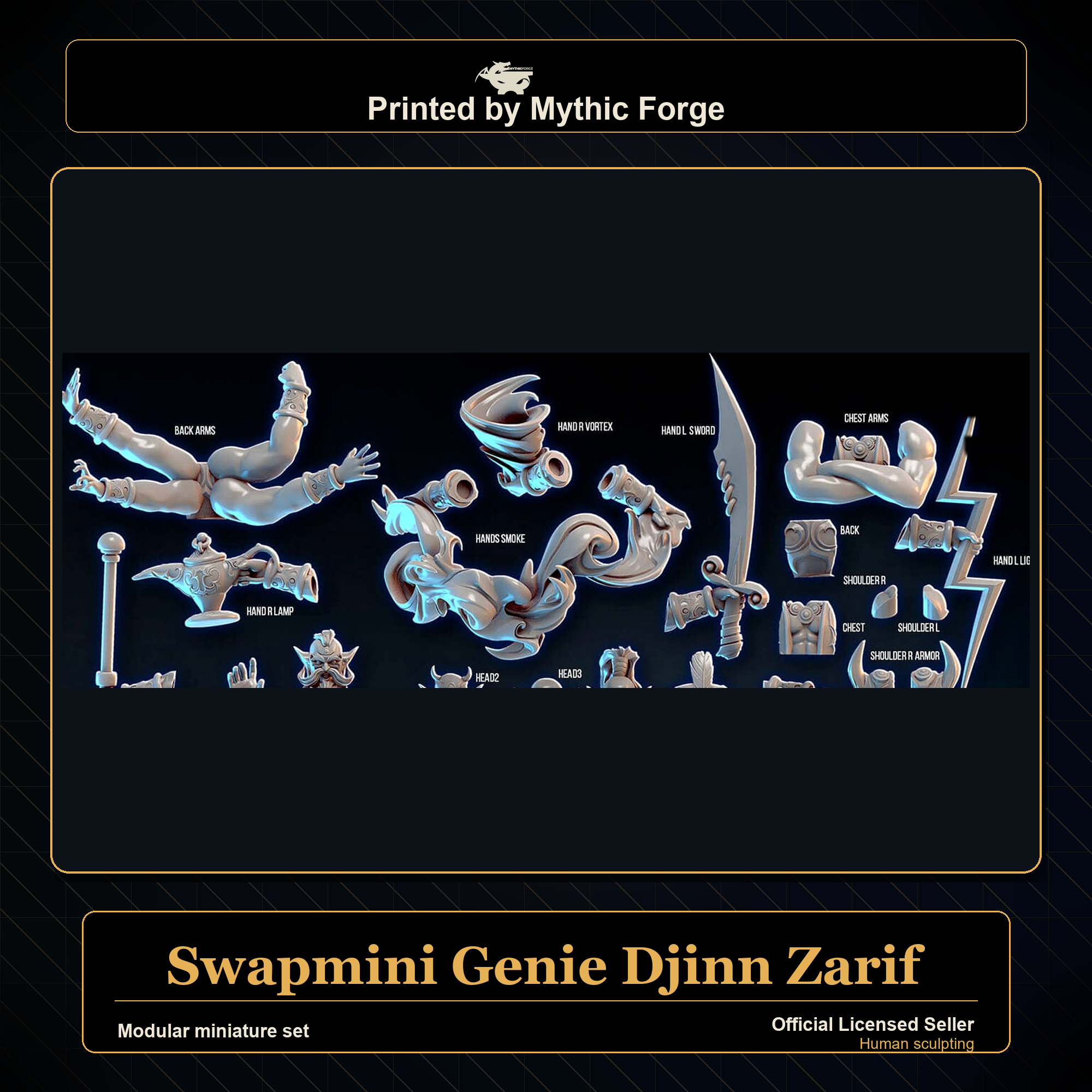 Modular RPG - Swapmini Genie Djinn - Zarif - Bundle modular miniature modular miniature set printed by Mythic Forge