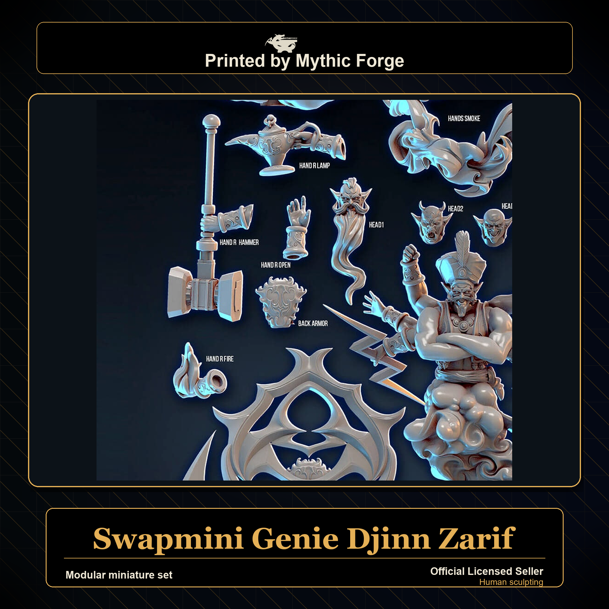 Modular RPG - Swapmini Genie Djinn - Zarif - Bundle modular miniature modular miniature set printed by Mythic Forge