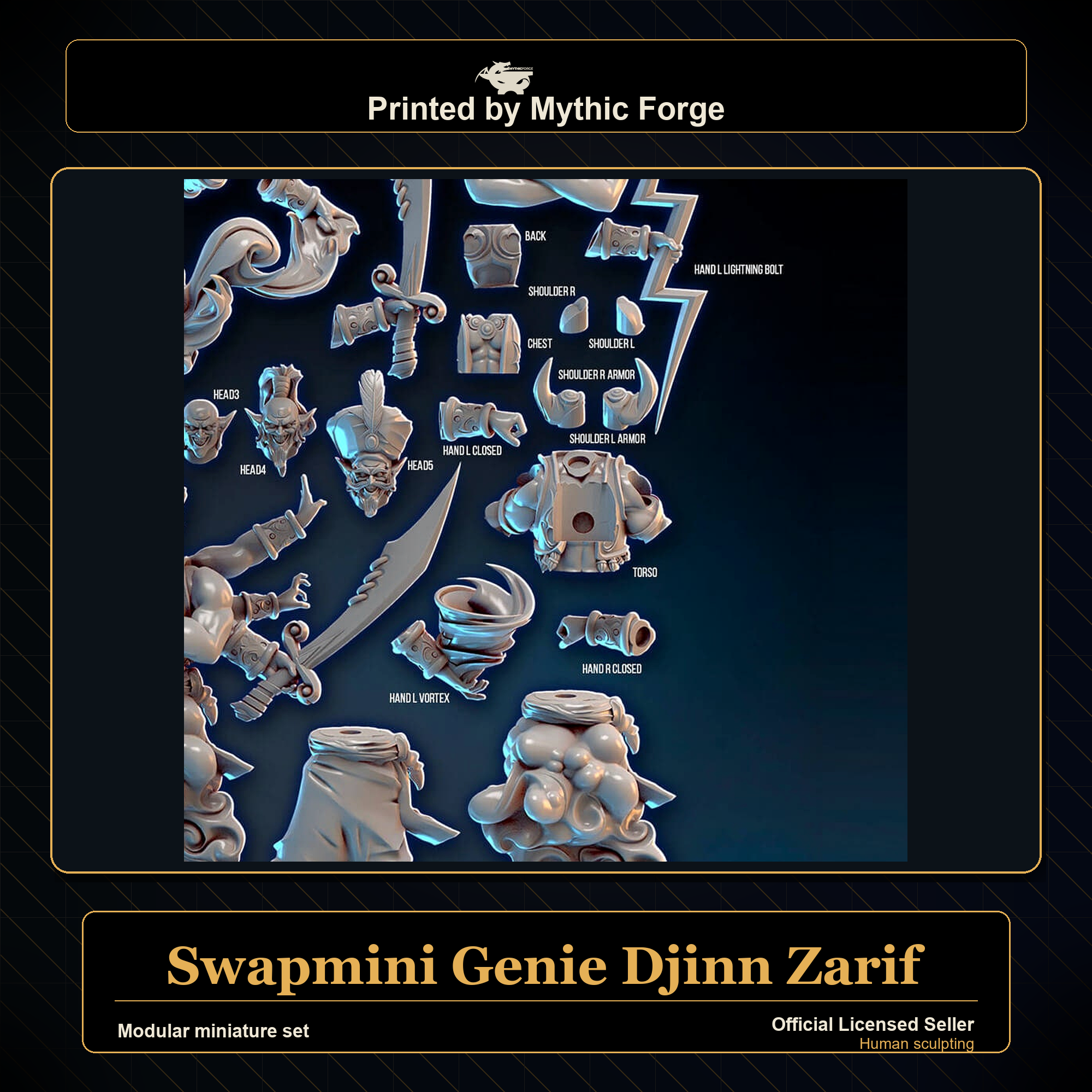 Modular RPG - Swapmini Genie Djinn - Zarif - Bundle modular miniature modular miniature set printed by Mythic Forge
