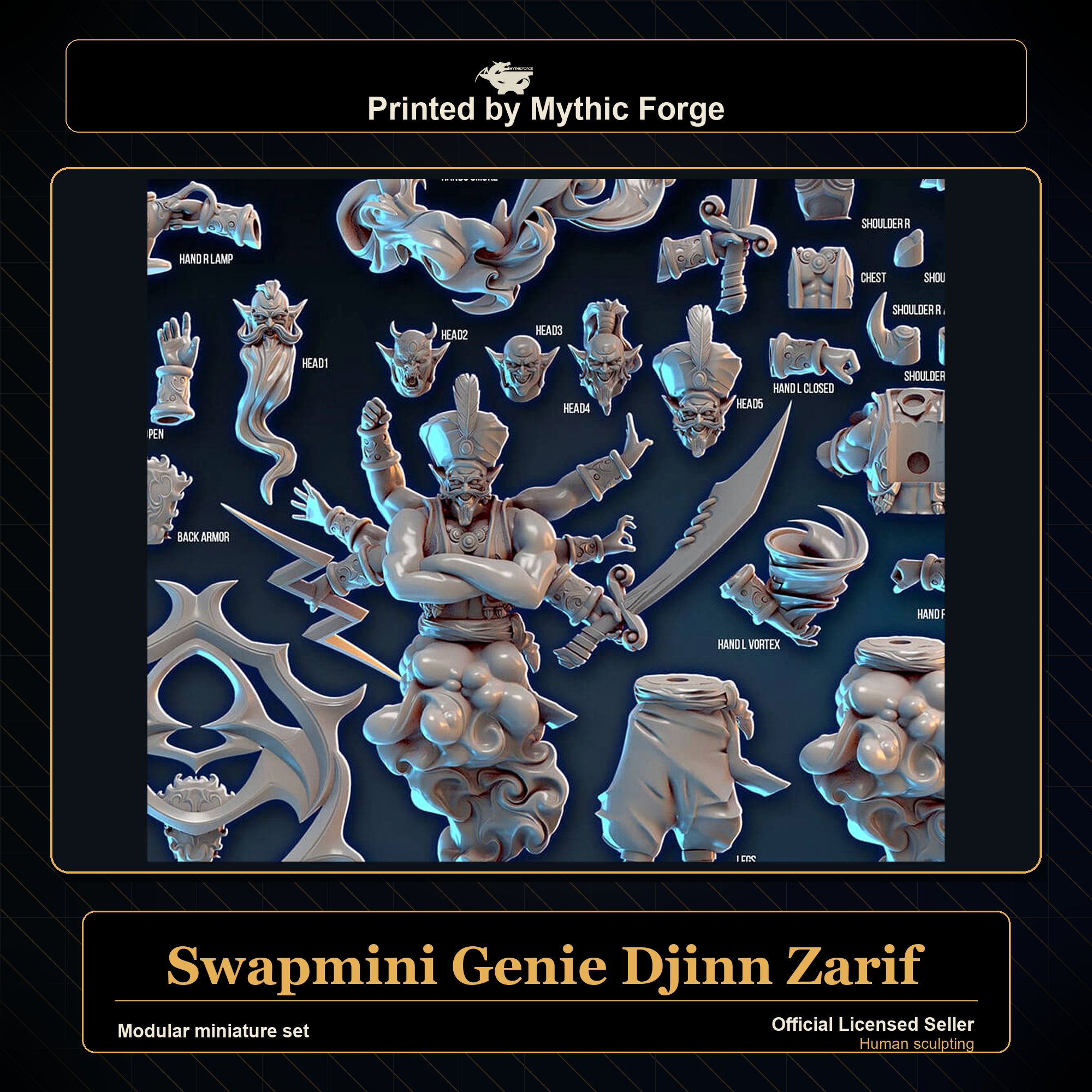 Modular RPG - Swapmini Genie Djinn - Zarif - Bundle modular miniature modular miniature set printed by Mythic Forge