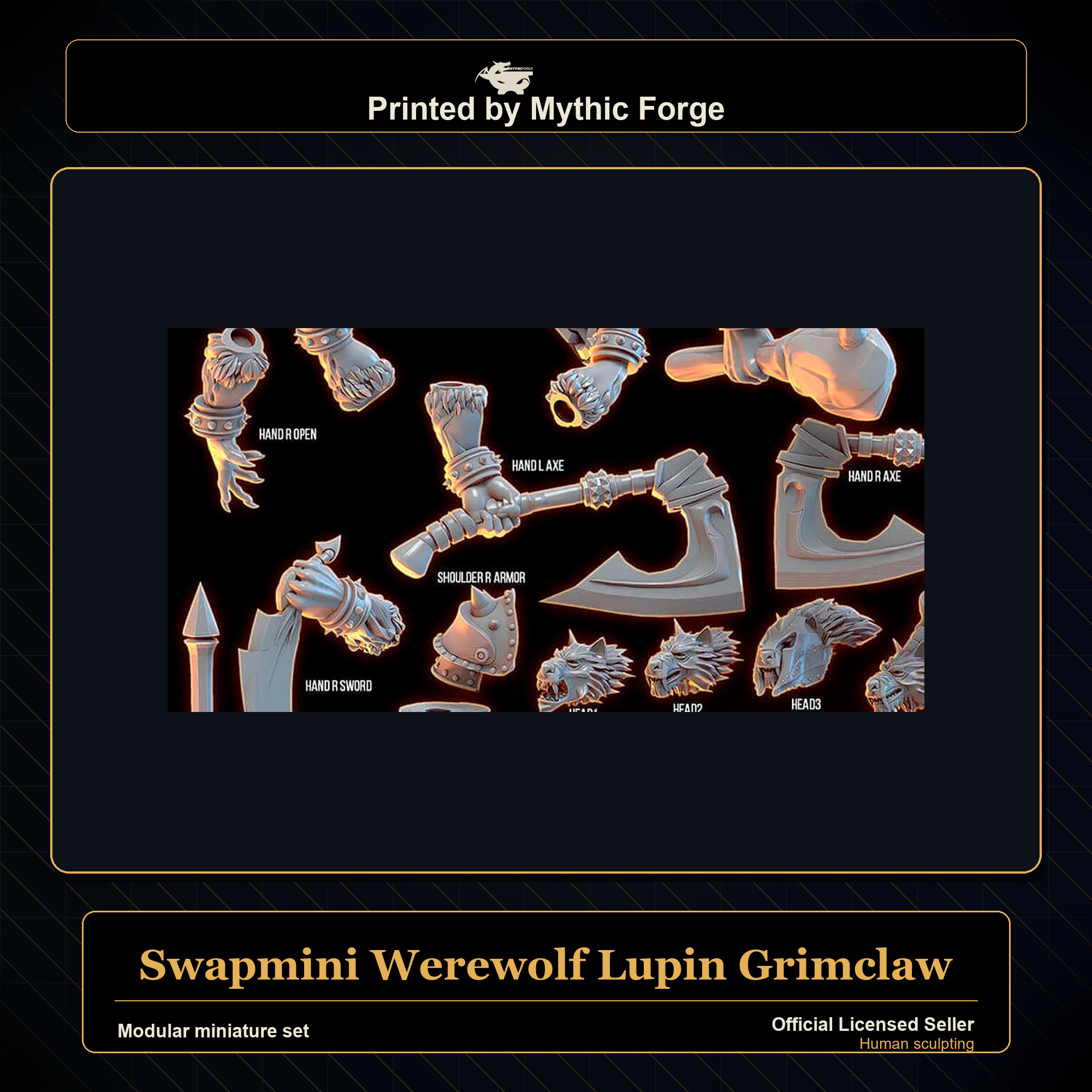 Modular RPG - Swapmini Werewolf - Lupin Grimclaw - Bundle modular miniature modular miniature set printed by Mythic Forge