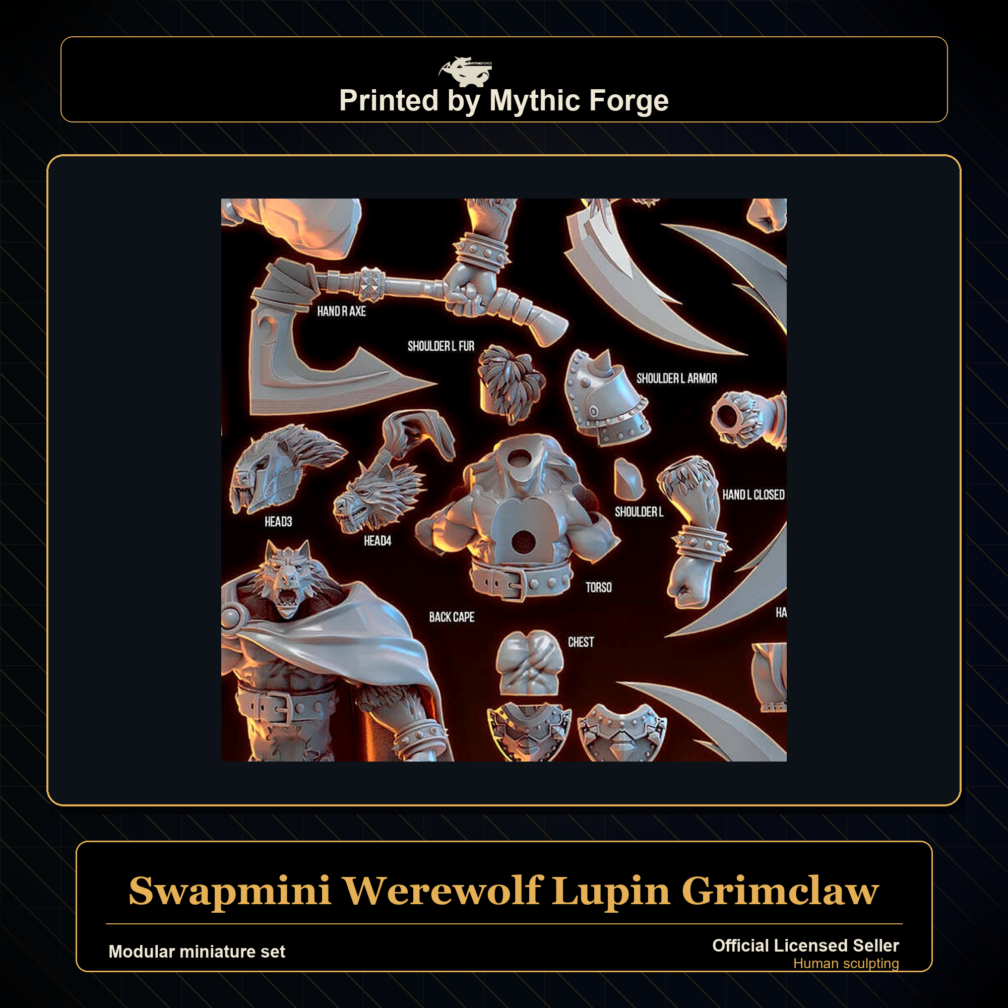 Modular RPG - Swapmini Werewolf - Lupin Grimclaw - Bundle modular miniature modular miniature set printed by Mythic Forge
