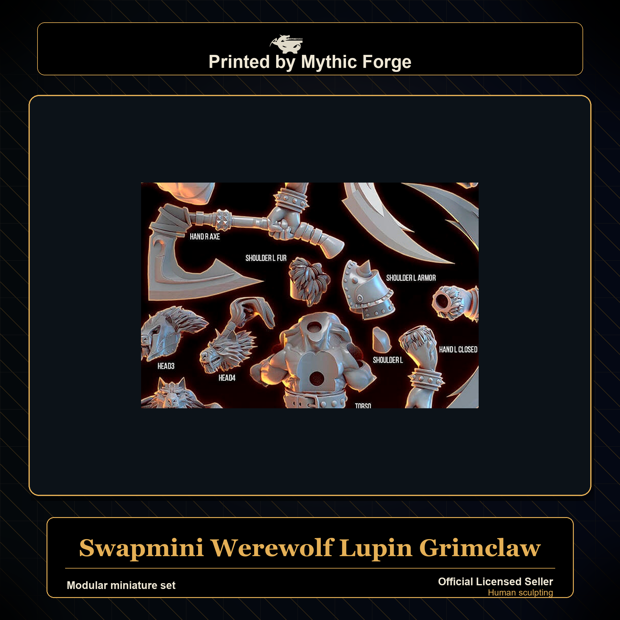 Modular RPG - Swapmini Werewolf - Lupin Grimclaw - Bundle modular miniature modular miniature set printed by Mythic Forge
