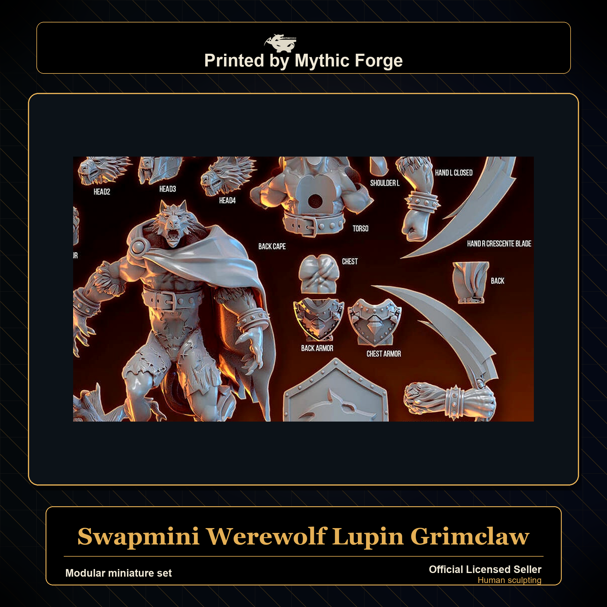 Modular RPG - Swapmini Werewolf - Lupin Grimclaw - Bundle modular miniature modular miniature set printed by Mythic Forge