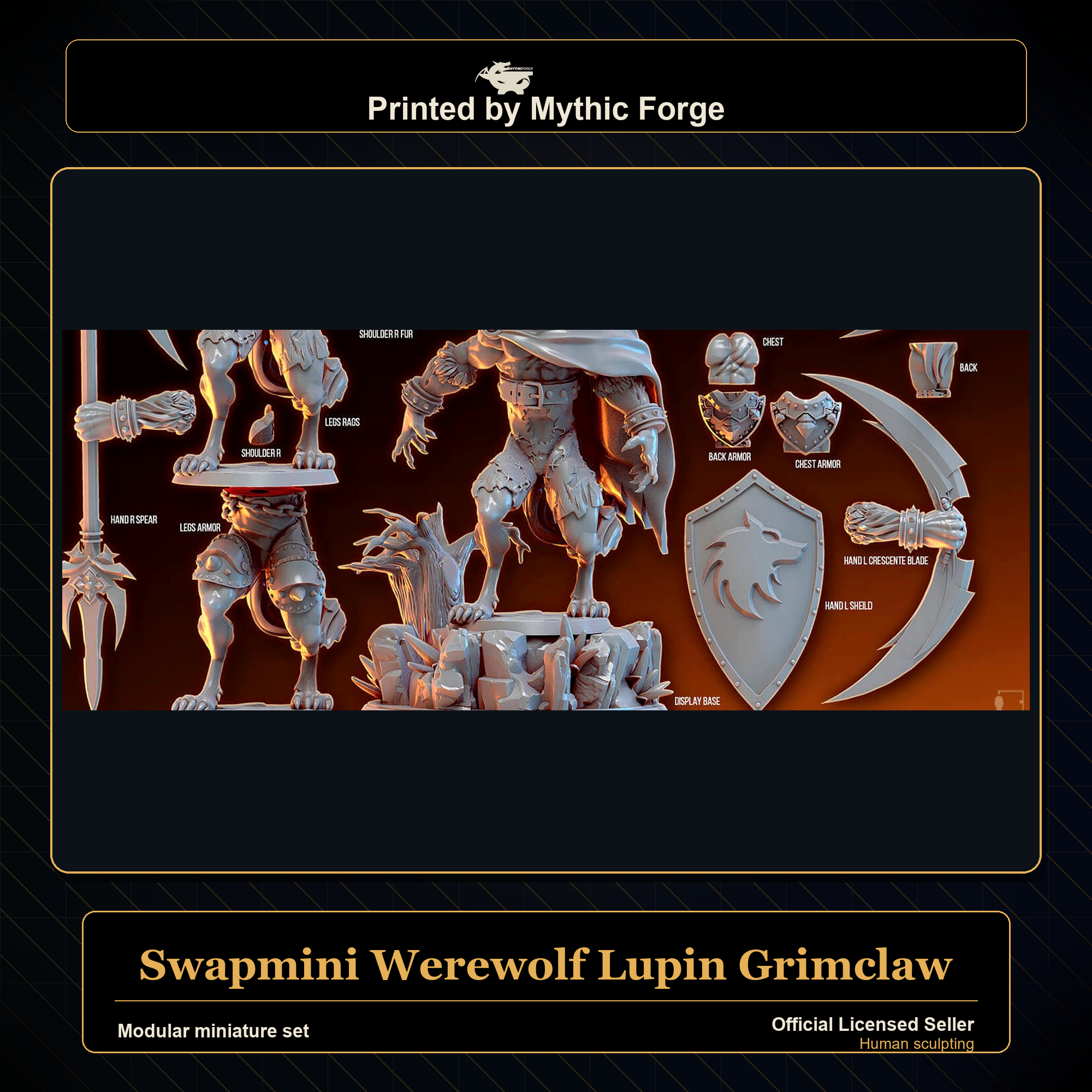 Modular RPG - Swapmini Werewolf - Lupin Grimclaw - Bundle modular miniature modular miniature set printed by Mythic Forge