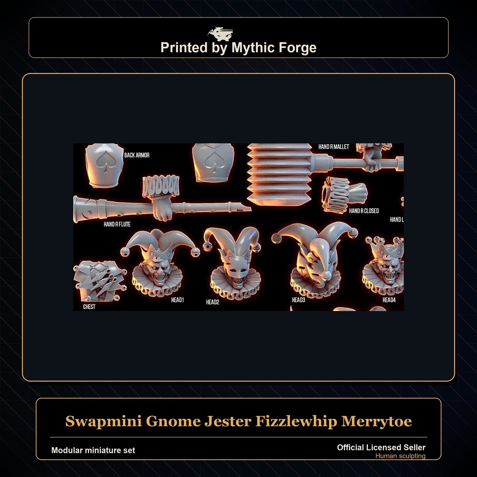 Modular RPG - Swapmini Gnome Jester - Fizzlewhip Merrytoe - Bundle modular miniature modular miniature set printed by Mythic Forge