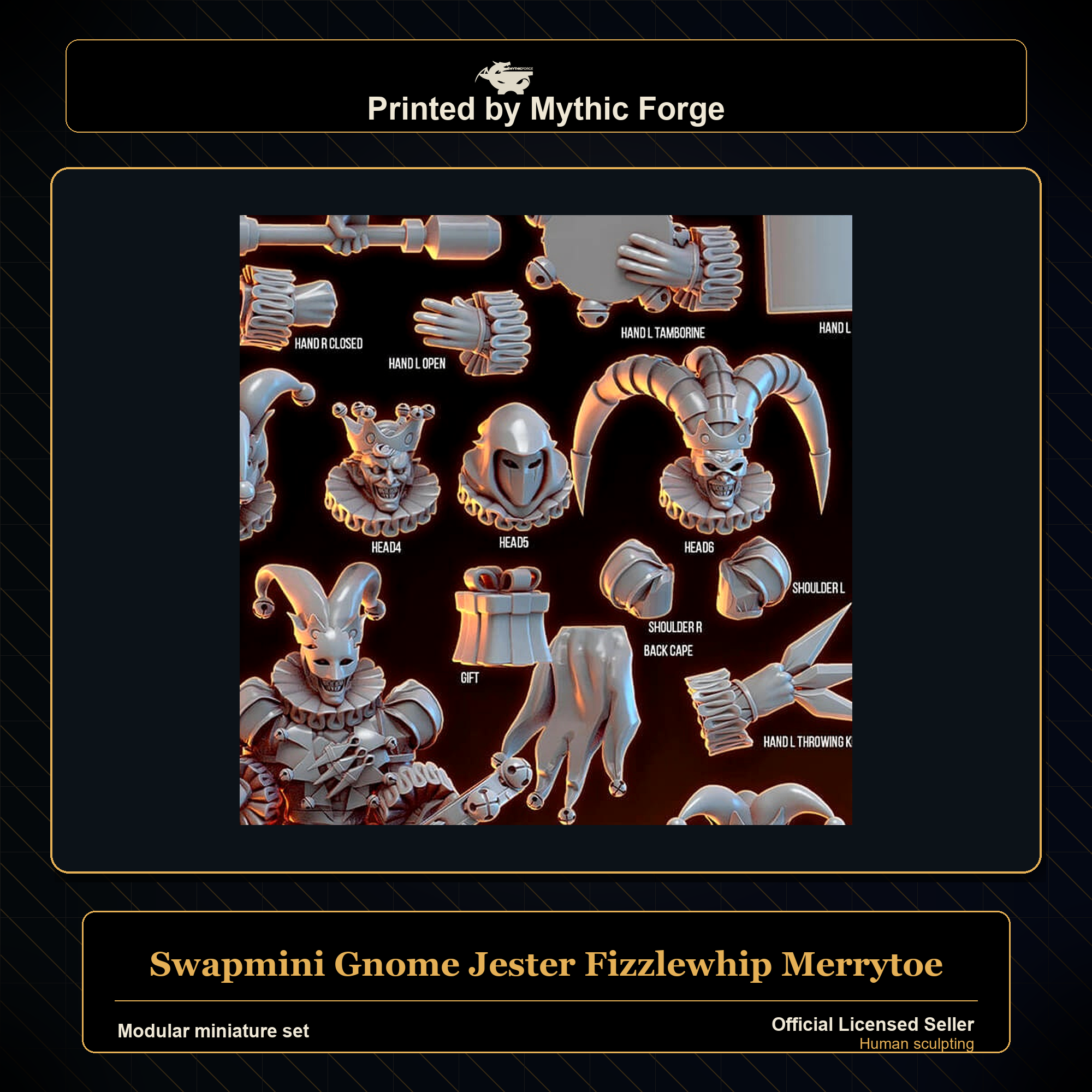 Modular RPG - Swapmini Gnome Jester - Fizzlewhip Merrytoe - Bundle modular miniature modular miniature set printed by Mythic Forge