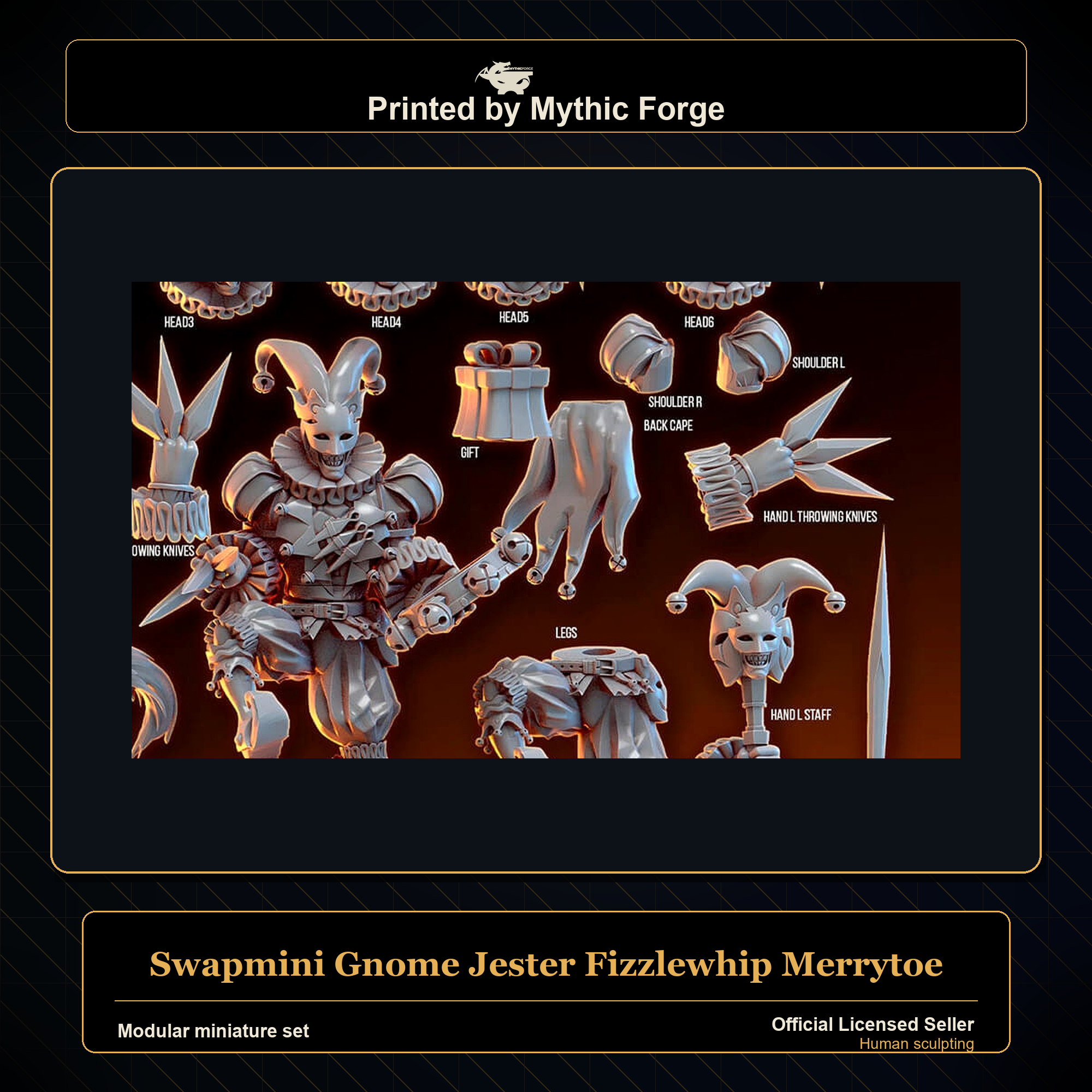 Modular RPG - Swapmini Gnome Jester - Fizzlewhip Merrytoe - Bundle modular miniature modular miniature set printed by Mythic Forge
