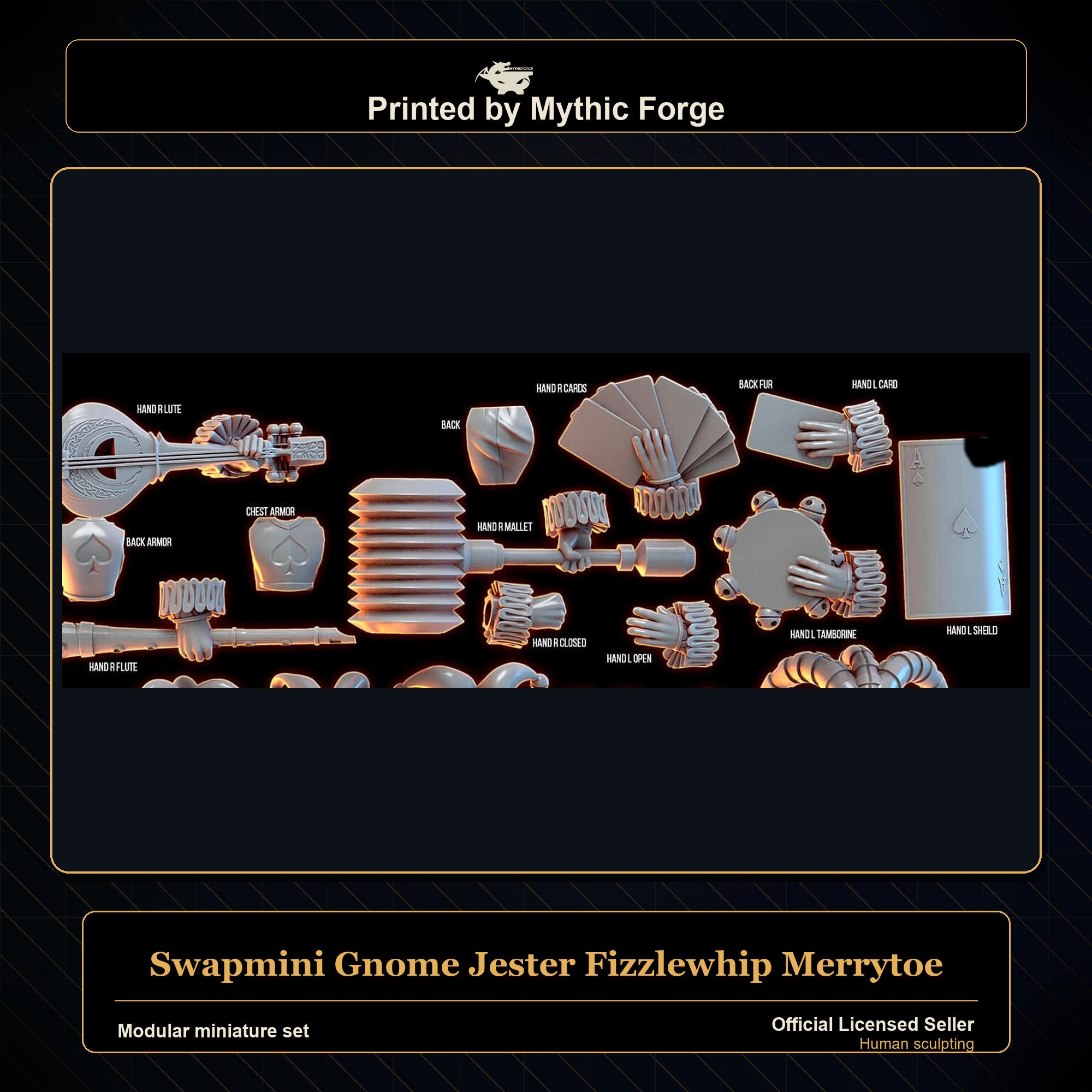 Modular RPG - Swapmini Gnome Jester - Fizzlewhip Merrytoe - Bundle modular miniature modular miniature set printed by Mythic Forge