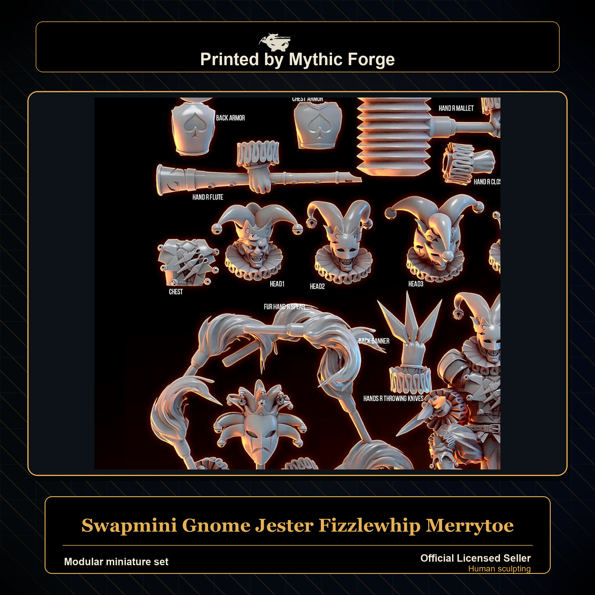 Modular RPG - Swapmini Gnome Jester - Fizzlewhip Merrytoe - Bundle modular miniature modular miniature set printed by Mythic Forge
