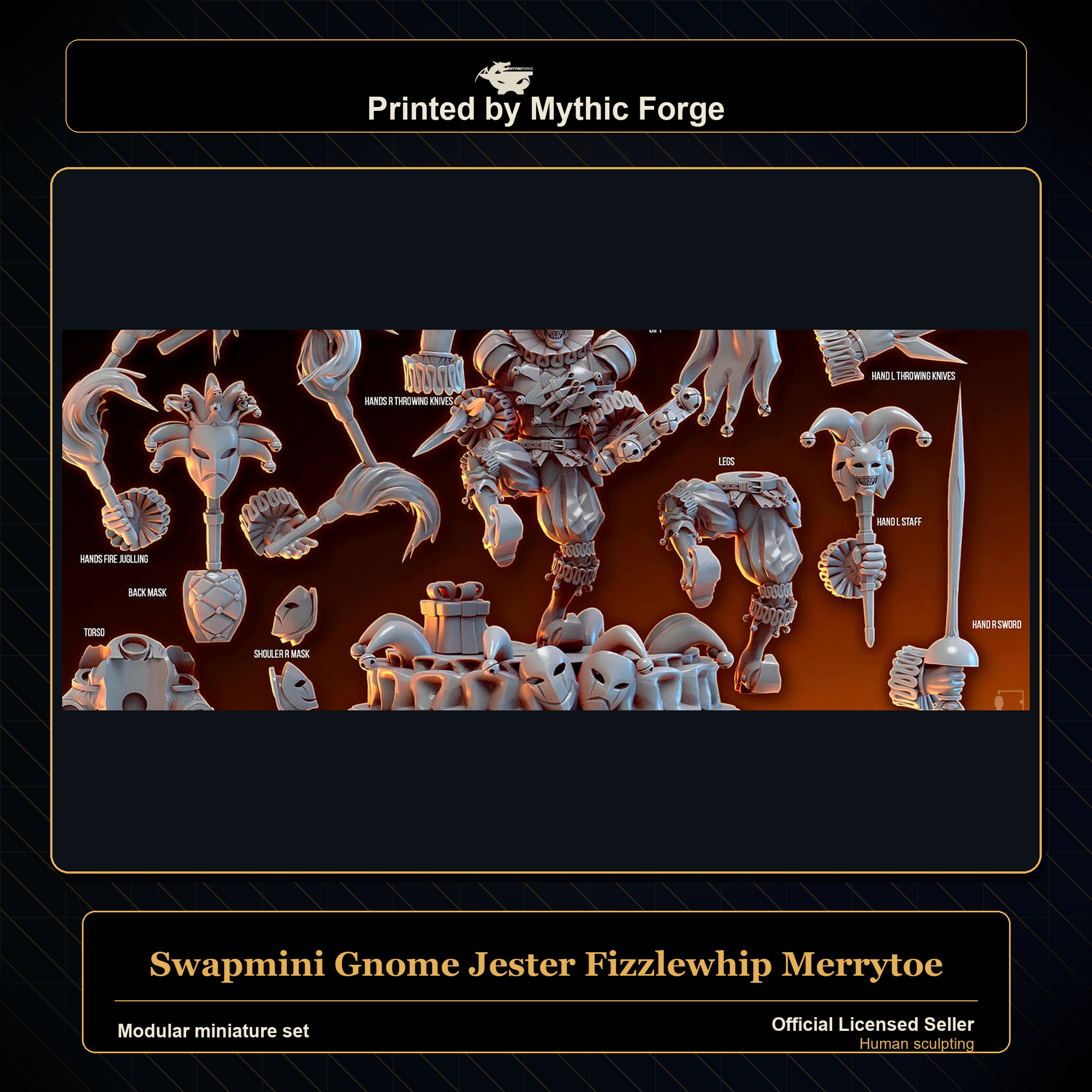 Modular RPG - Swapmini Gnome Jester - Fizzlewhip Merrytoe - Bundle modular miniature modular miniature set printed by Mythic Forge