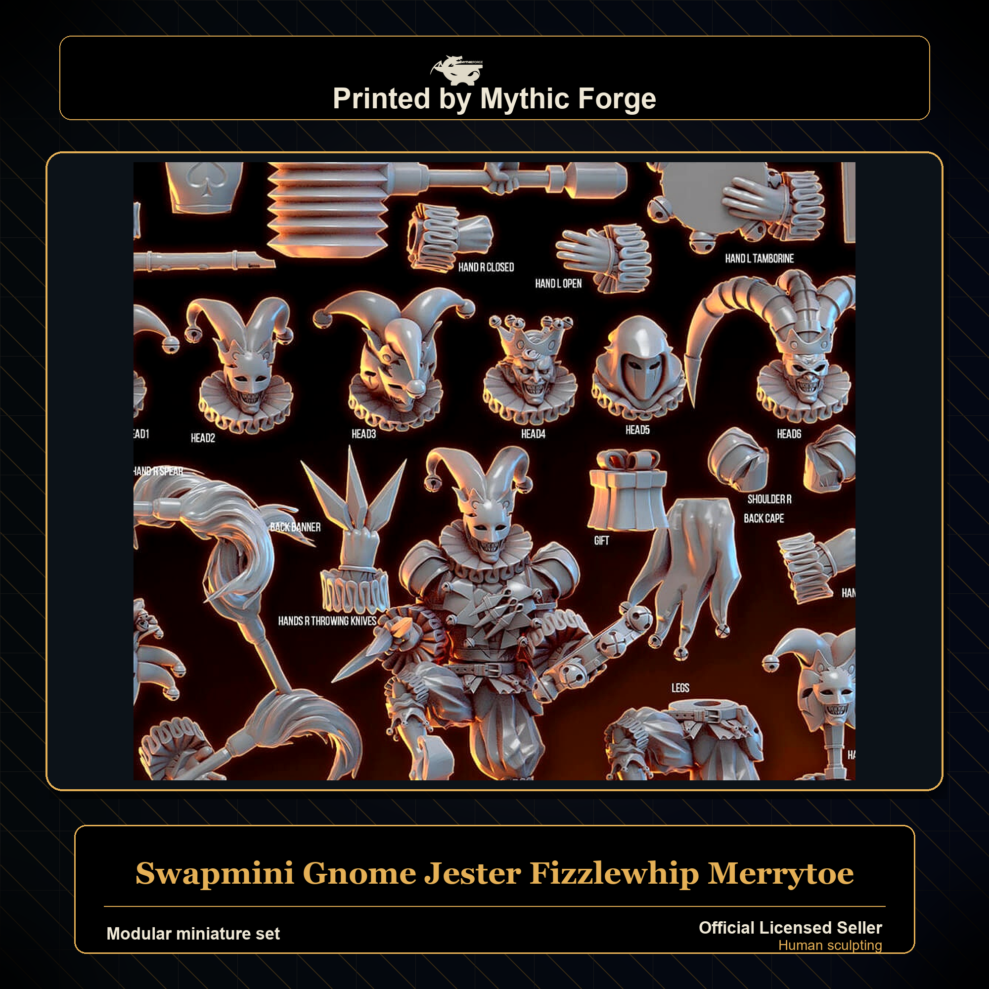 Modular RPG - Swapmini Gnome Jester - Fizzlewhip Merrytoe - Bundle modular miniature modular miniature set printed by Mythic Forge