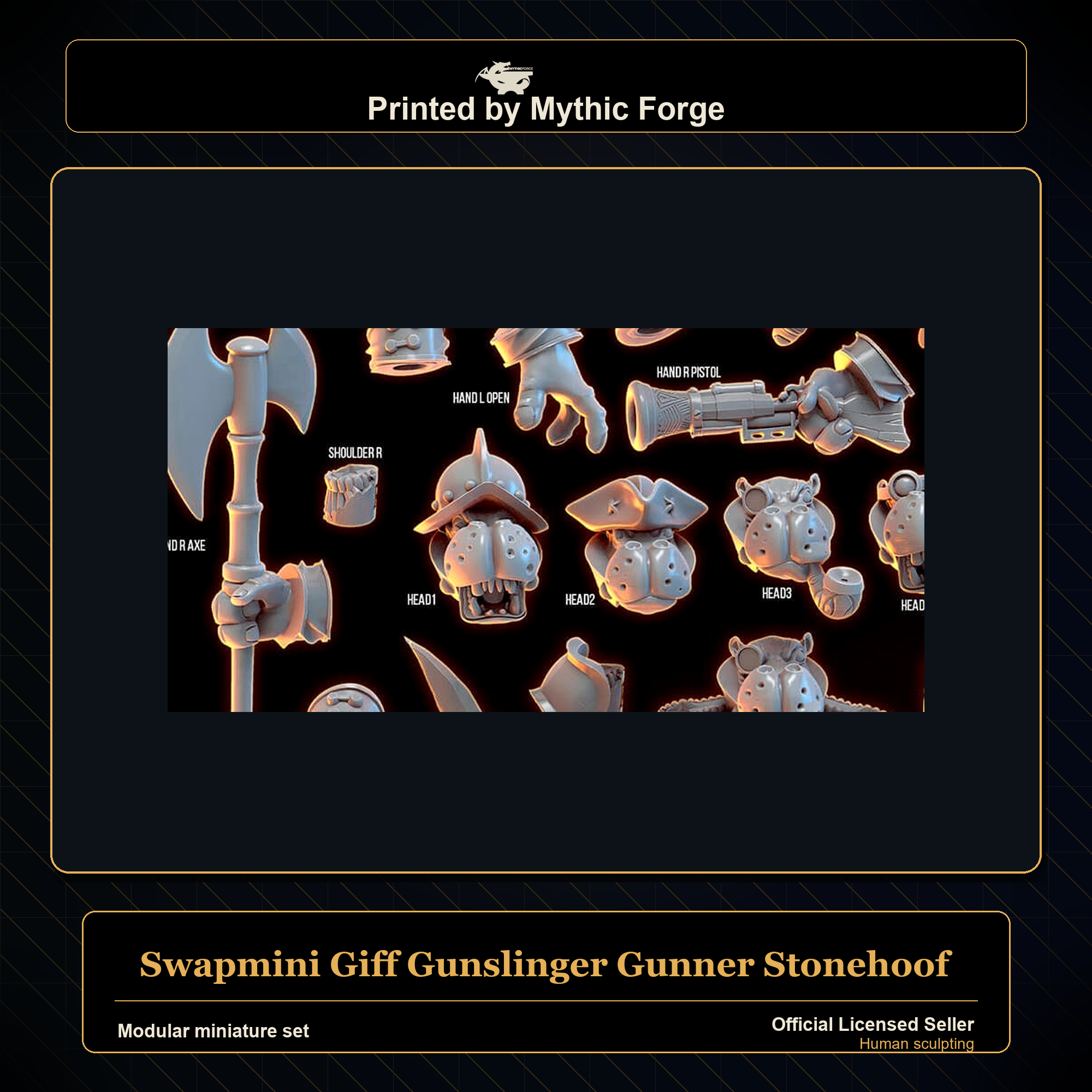 Modular RPG - Swapmini Giff Gunslinger - Gunner Stonehoof - Bundle modular miniature modular miniature set printed by Mythic Forge