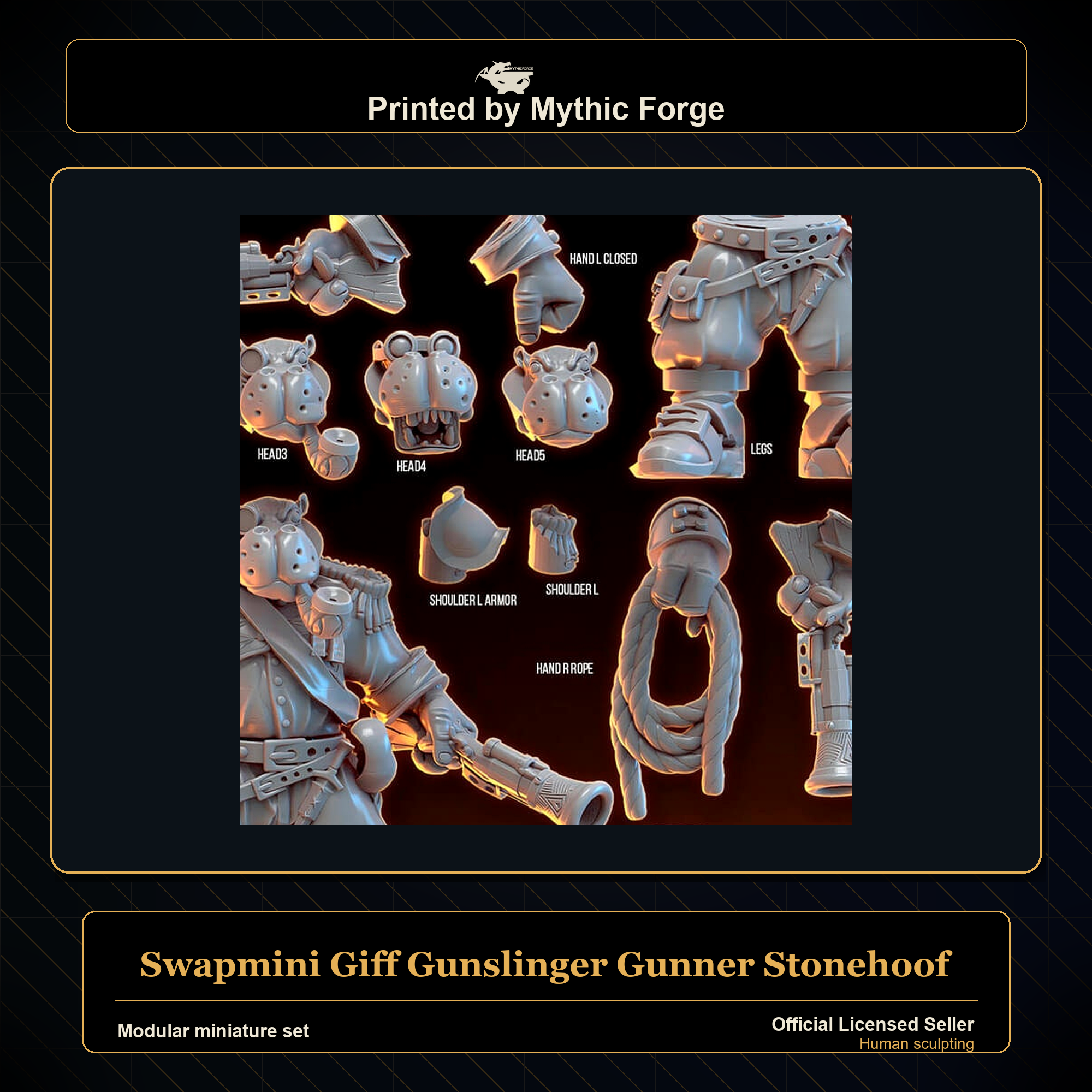 Modular RPG - Swapmini Giff Gunslinger - Gunner Stonehoof - Bundle modular miniature modular miniature set printed by Mythic Forge