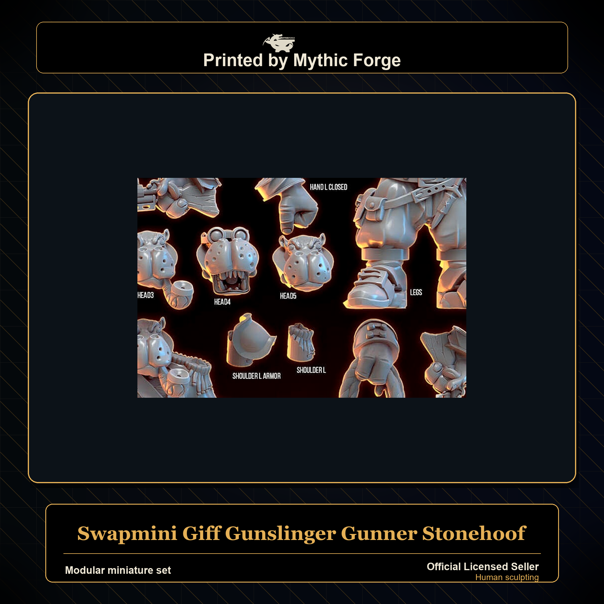 Modular RPG - Swapmini Giff Gunslinger - Gunner Stonehoof - Bundle modular miniature modular miniature set printed by Mythic Forge