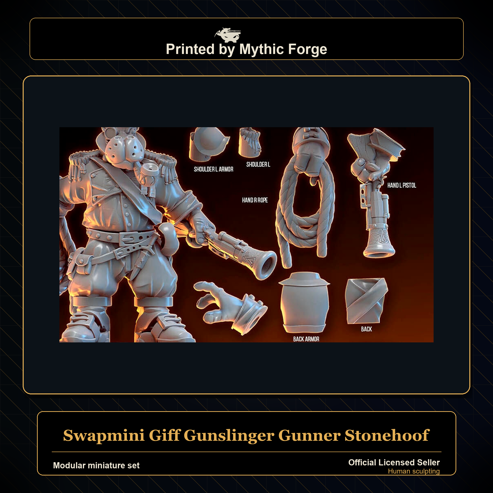 Modular RPG - Swapmini Giff Gunslinger - Gunner Stonehoof - Bundle modular miniature modular miniature set printed by Mythic Forge
