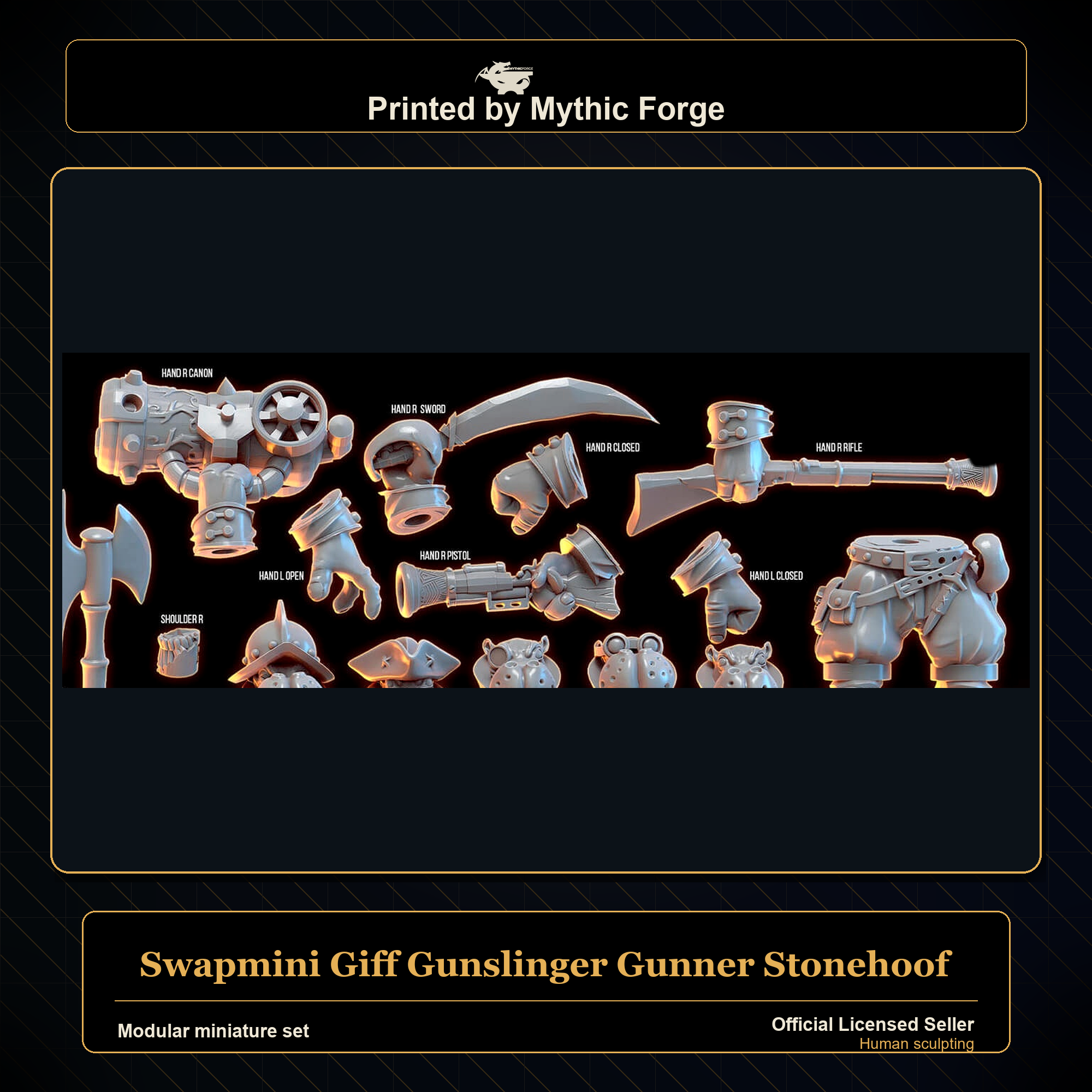 Modular RPG - Swapmini Giff Gunslinger - Gunner Stonehoof - Bundle modular miniature modular miniature set printed by Mythic Forge