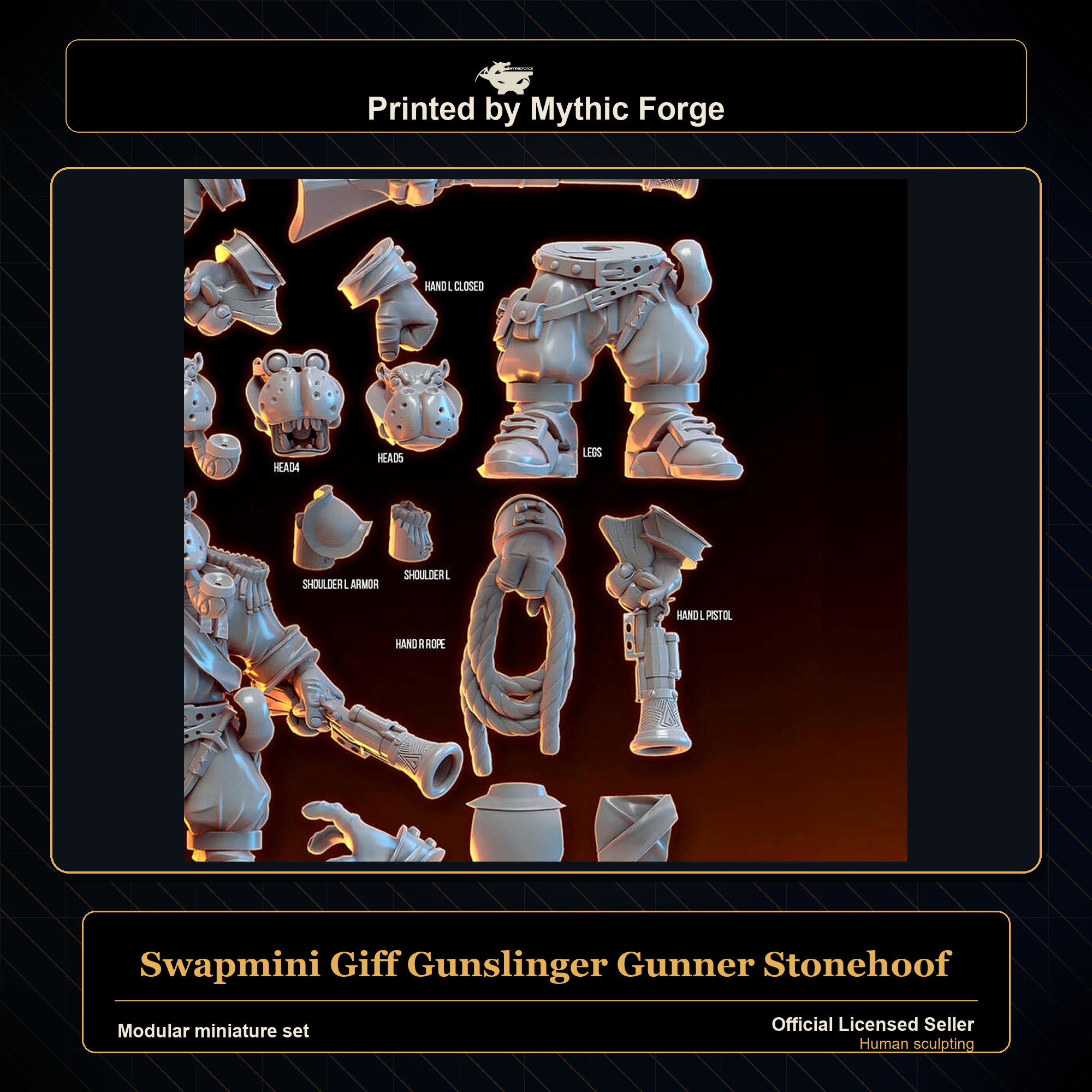Modular RPG - Swapmini Giff Gunslinger - Gunner Stonehoof - Bundle modular miniature modular miniature set printed by Mythic Forge