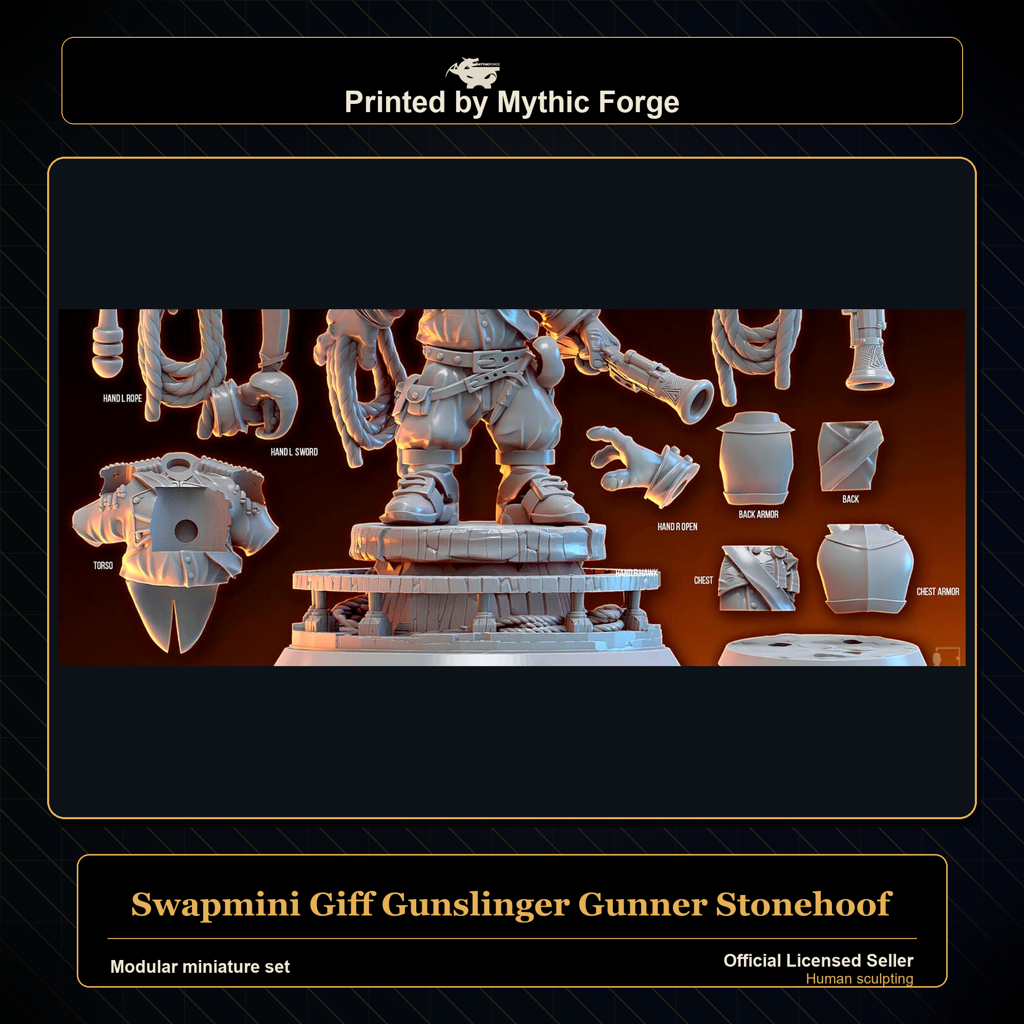 Modular RPG - Swapmini Giff Gunslinger - Gunner Stonehoof - Bundle modular miniature modular miniature set printed by Mythic Forge