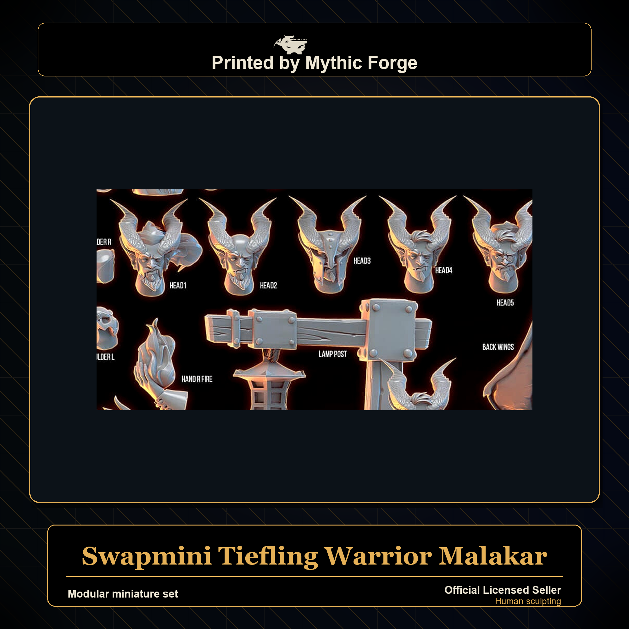 Modular RPG - Swapmini Tiefling Warrior - Malakar - Bundle modular miniature modular miniature set printed by Mythic Forge