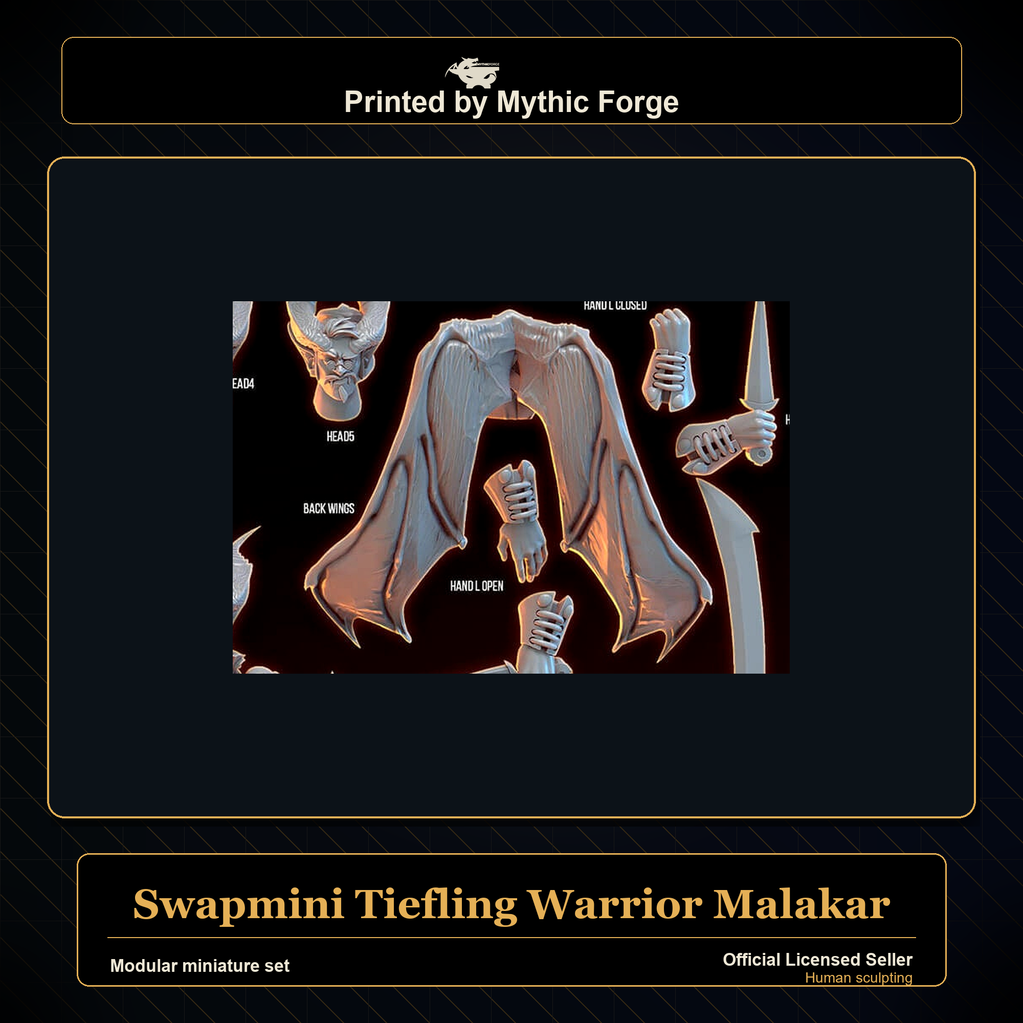 Modular RPG - Swapmini Tiefling Warrior - Malakar - Bundle modular miniature modular miniature set printed by Mythic Forge