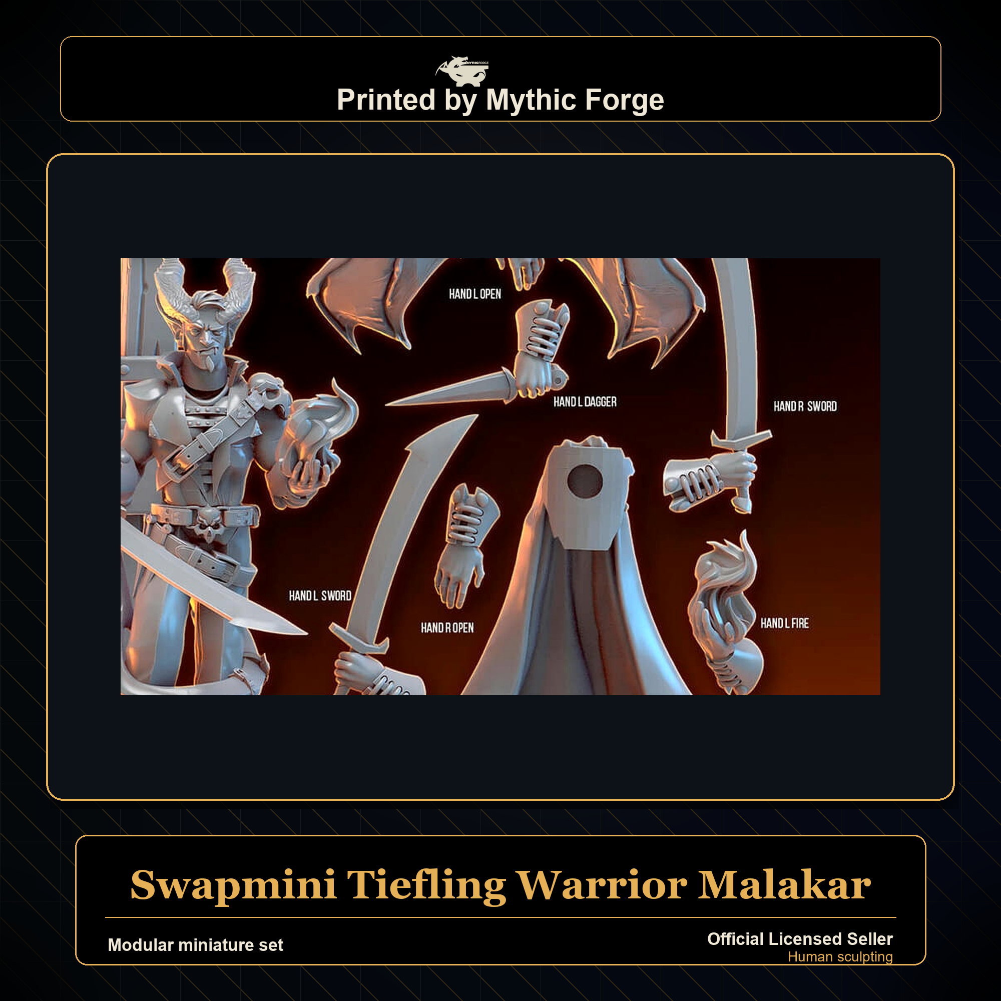 Modular RPG - Swapmini Tiefling Warrior - Malakar - Bundle modular miniature modular miniature set printed by Mythic Forge