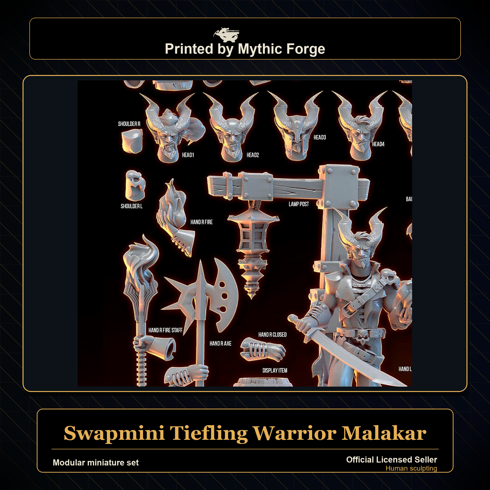 Modular RPG - Swapmini Tiefling Warrior - Malakar - Bundle modular miniature modular miniature set printed by Mythic Forge