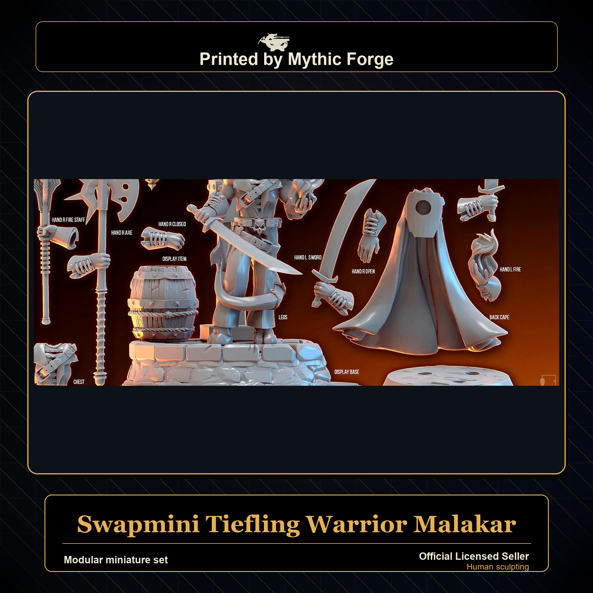 Modular RPG - Swapmini Tiefling Warrior - Malakar - Bundle modular miniature modular miniature set printed by Mythic Forge