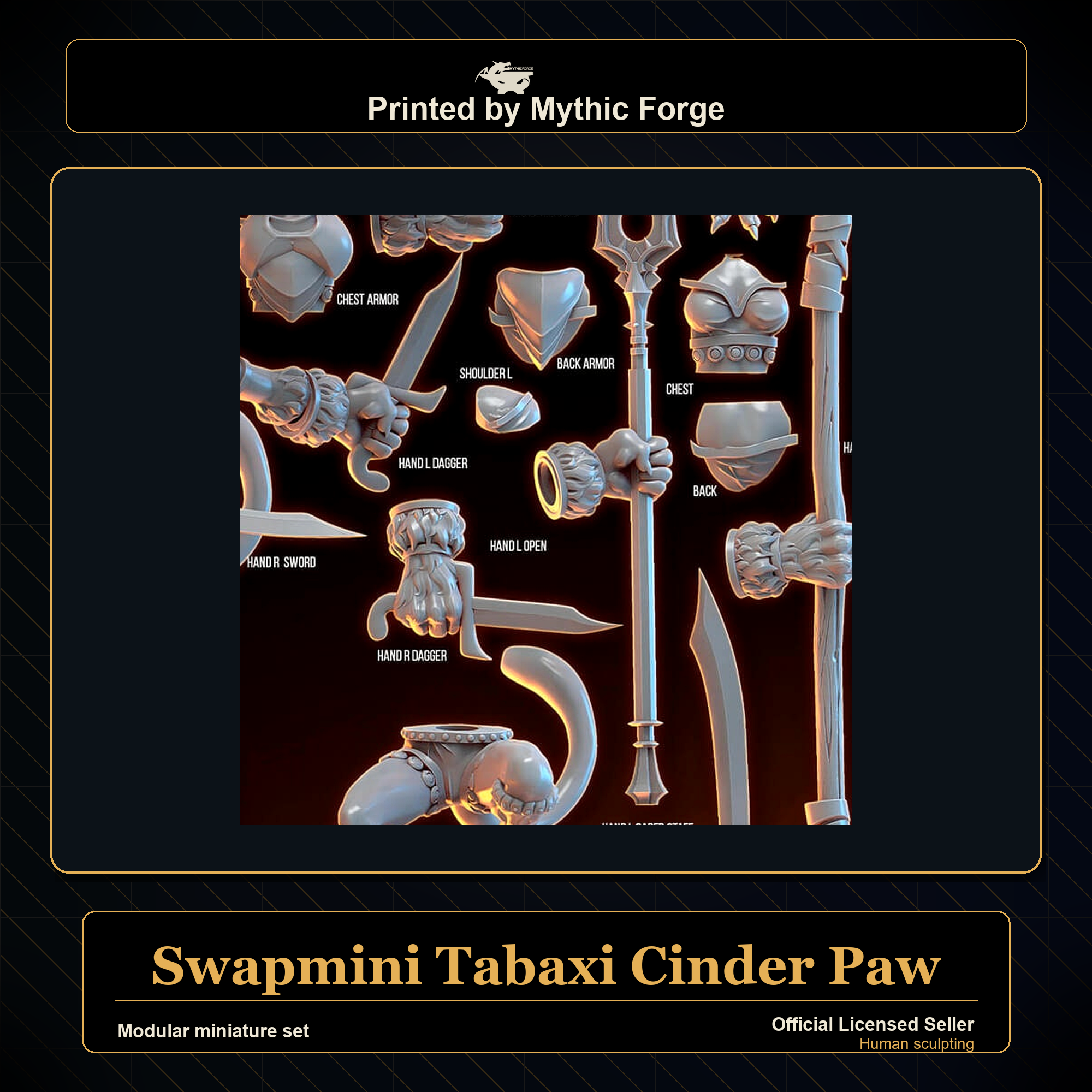 Modular RPG - Swapmini Tabaxi - Cinder Paw - Bundle modular miniature modular miniature set printed by Mythic Forge