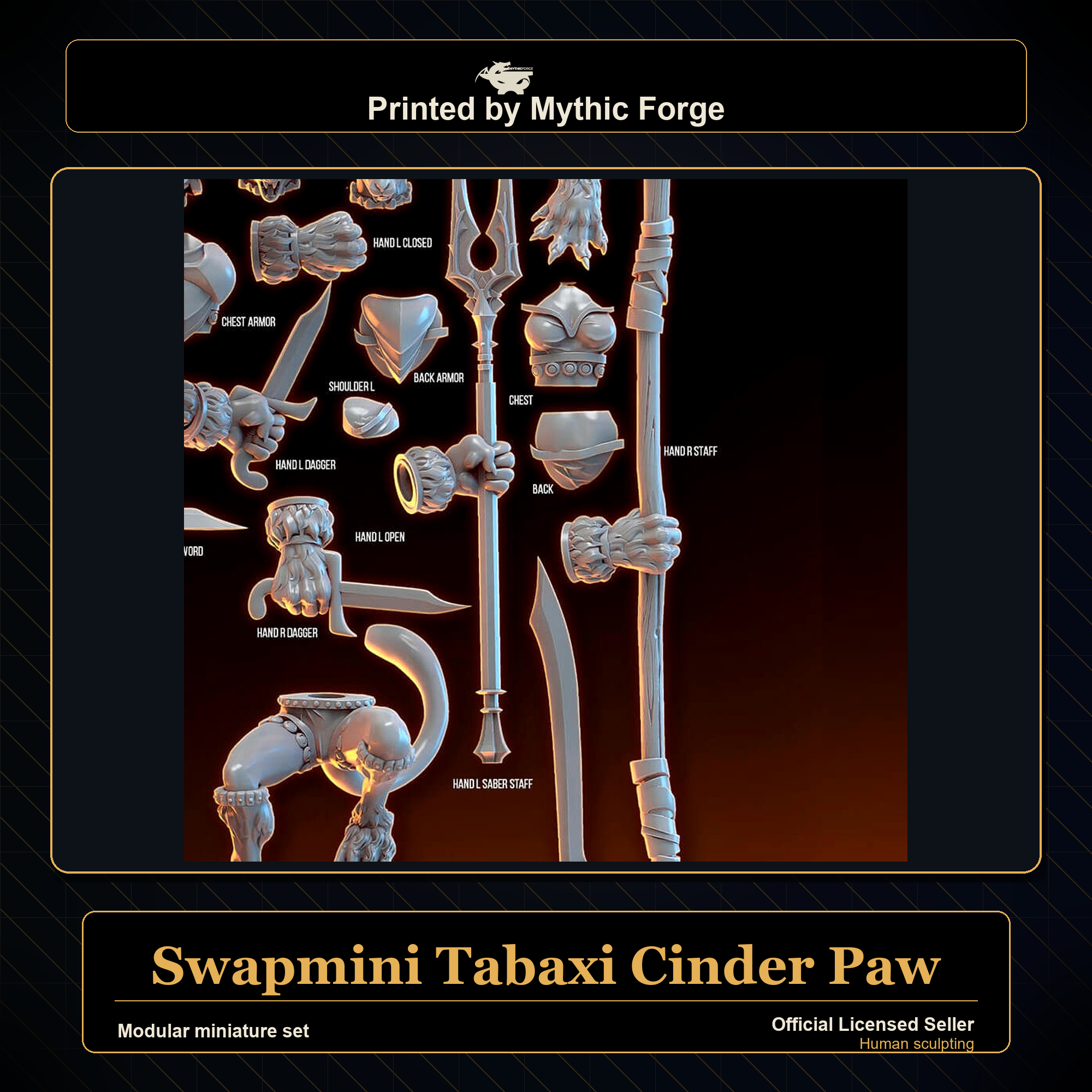 Modular RPG - Swapmini Tabaxi - Cinder Paw - Bundle modular miniature modular miniature set printed by Mythic Forge