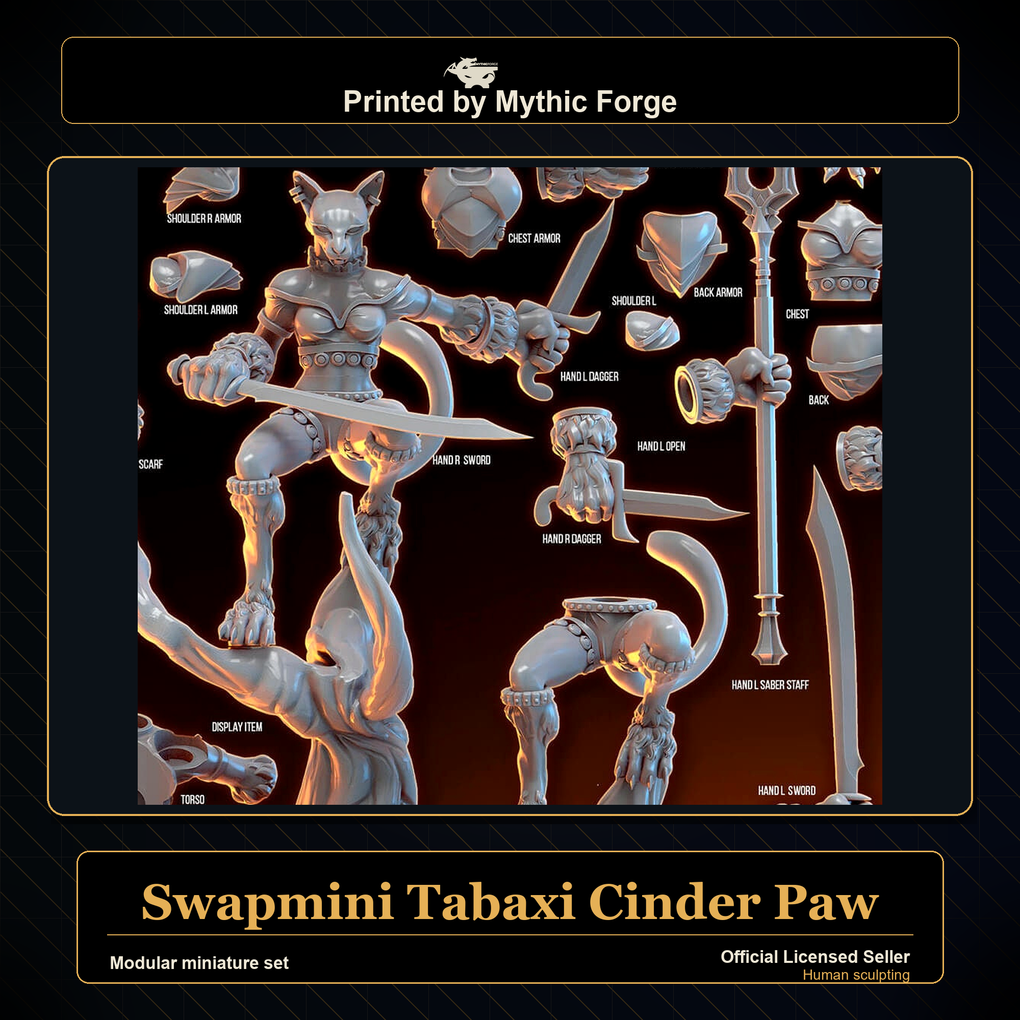 Modular RPG - Swapmini Tabaxi - Cinder Paw - Bundle modular miniature modular miniature set printed by Mythic Forge